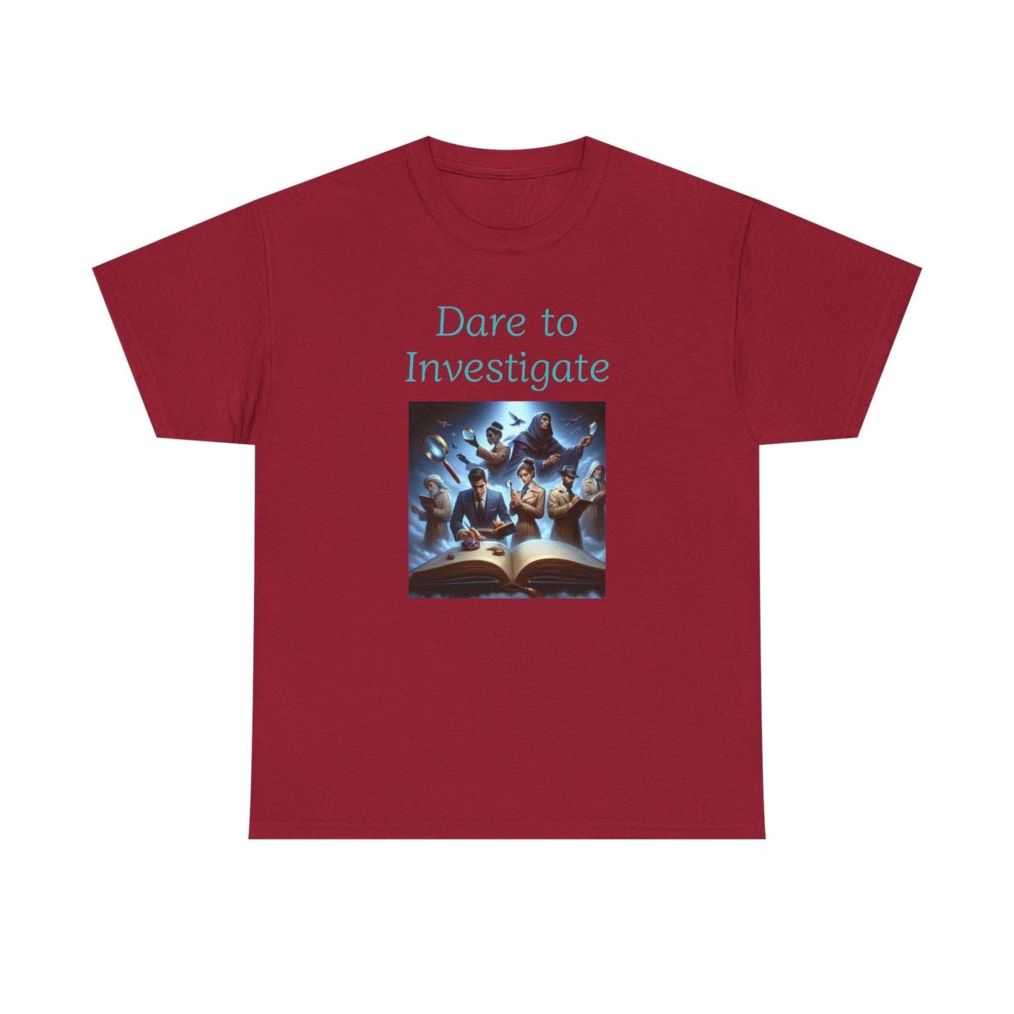 Investigate - Graphic Tee - Unisex Heavy Cotton T-Shirt Crime/Mystery Books - The Dreamer's Bookshop.