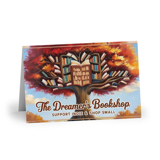 The Dreamer's Bookshop - Colorful Tree and Books Card - The Dreamer's Bookshop.