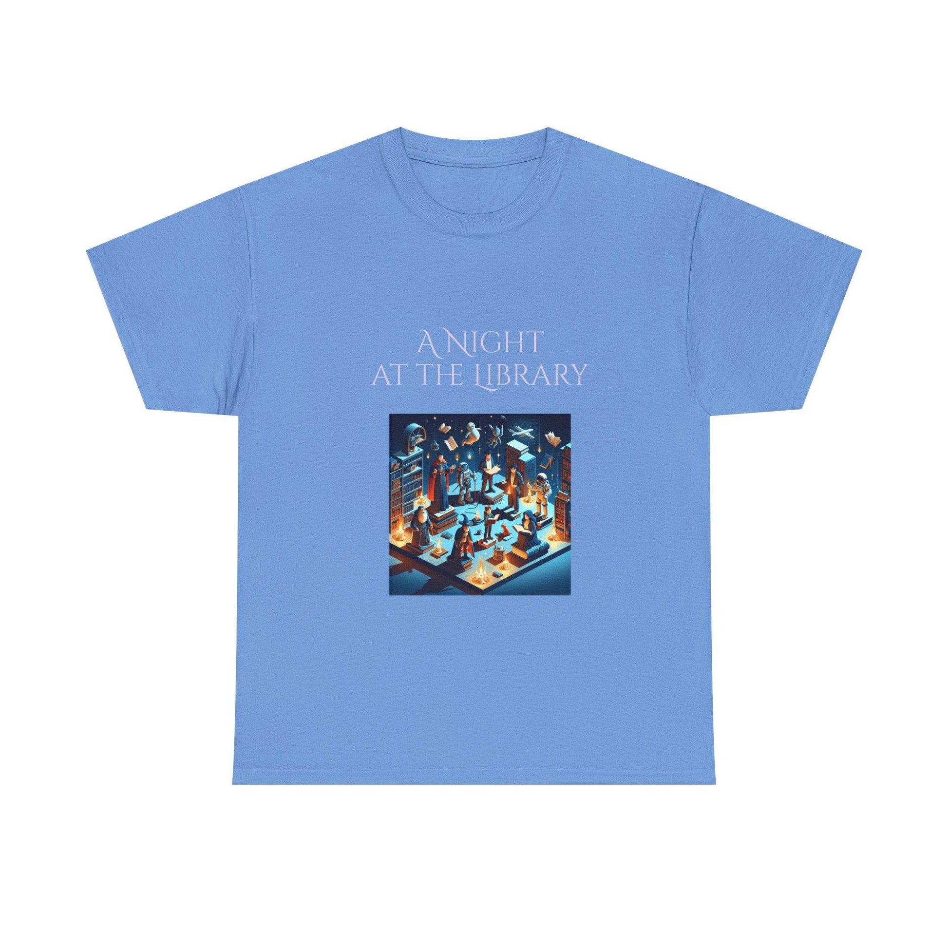 Night at the Library - Unisex Heavy Cotton Tee for Book Lovers - The Dreamer's Bookshop.