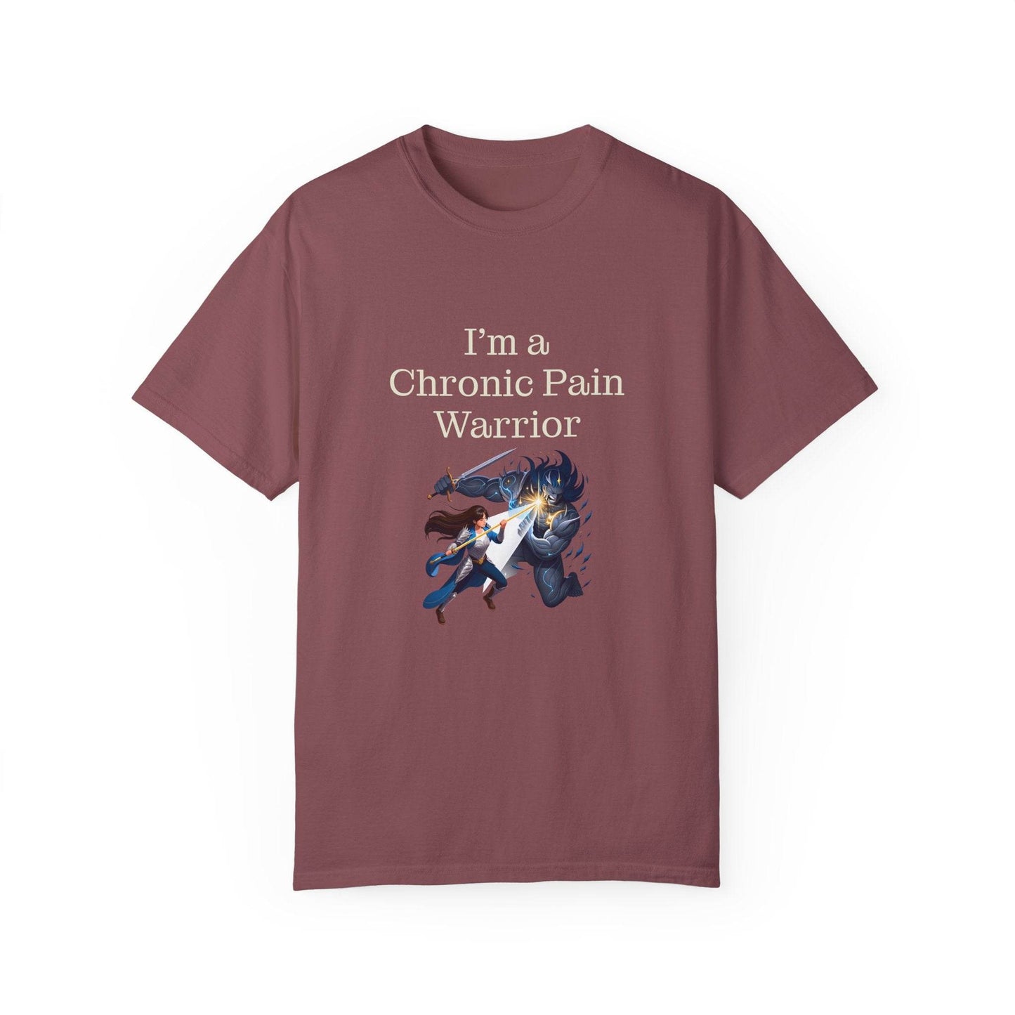 Chronic Pain Warrior Unisex Garment-Dyed T-shirt - Inspirational Motivational Tee - The Dreamer's Bookshop.