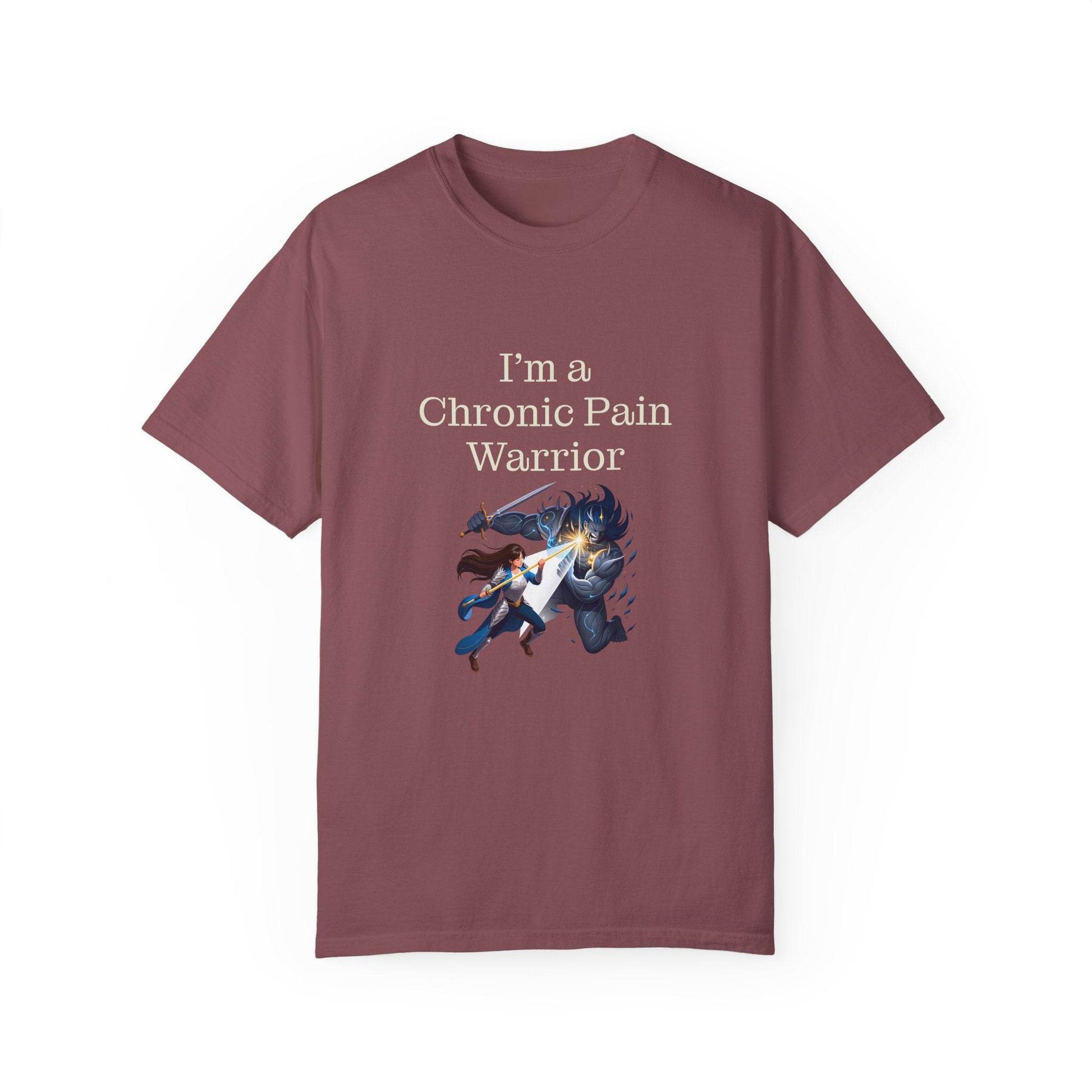 Chronic Pain Warrior Unisex Garment-Dyed T-shirt - Inspirational Motivational Tee - The Dreamer's Bookshop.