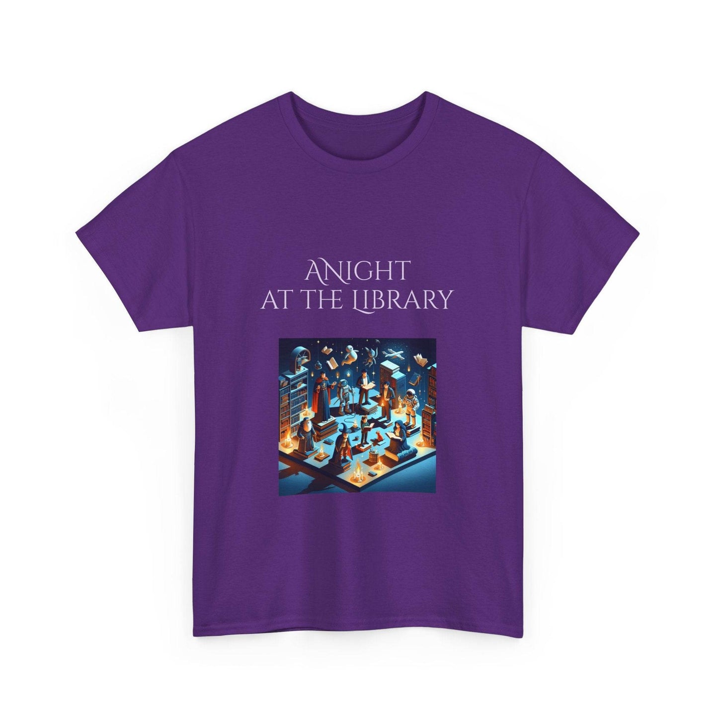 Night at the Library - A Unisex Heavy Cotton Tee - Perfect for Book Lovers - The Dreamer's Bookshop.