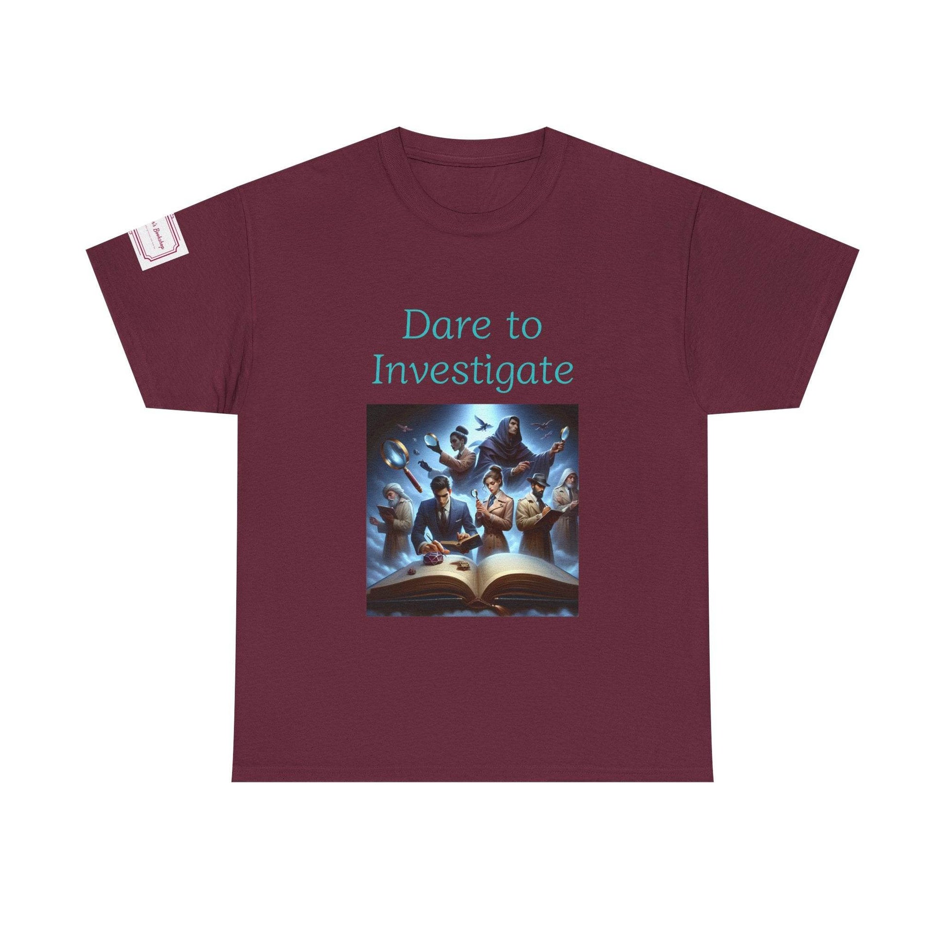 Investigate - Graphic Unisex Heavy Cotton Tee - Crime/Mystery Books - The Dreamer's Bookshop.