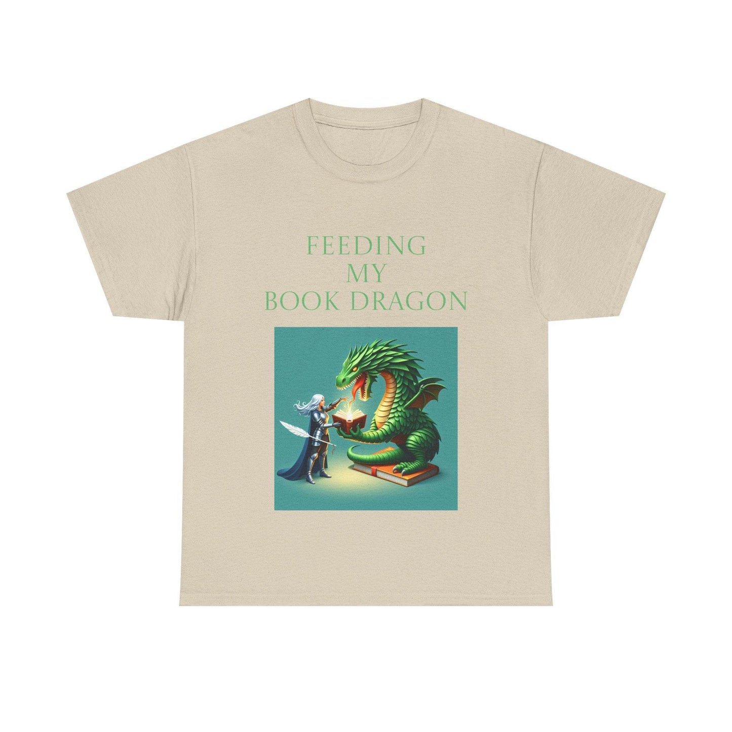 Book Dragon Unisex Heavy Cotton Tee - Creative Writer's Apparel - The Dreamer's Bookshop.