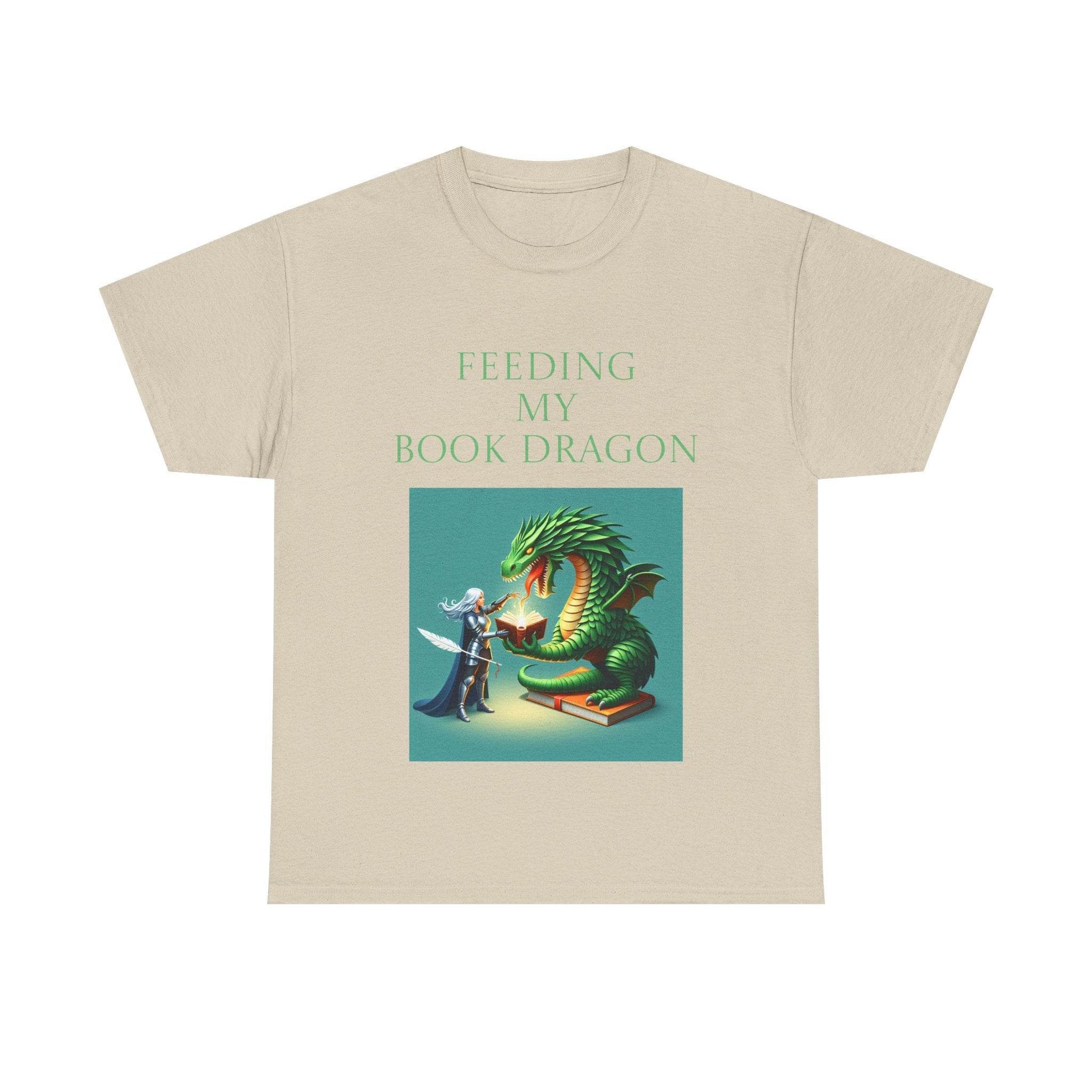 Book Dragon Unisex Heavy Cotton Tee - Creative Writer's Apparel - The Dreamer's Bookshop.