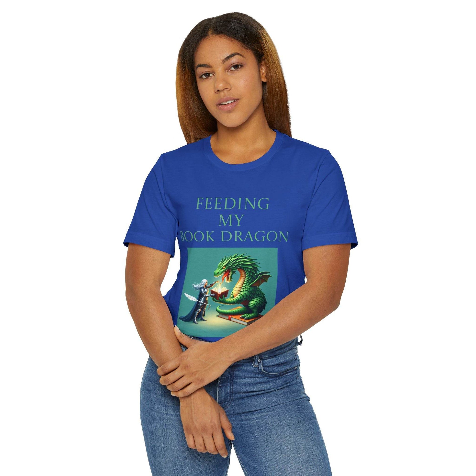 Unisex Jersey T-Shirt - Book Dragon - The Dreamer's Bookshop.