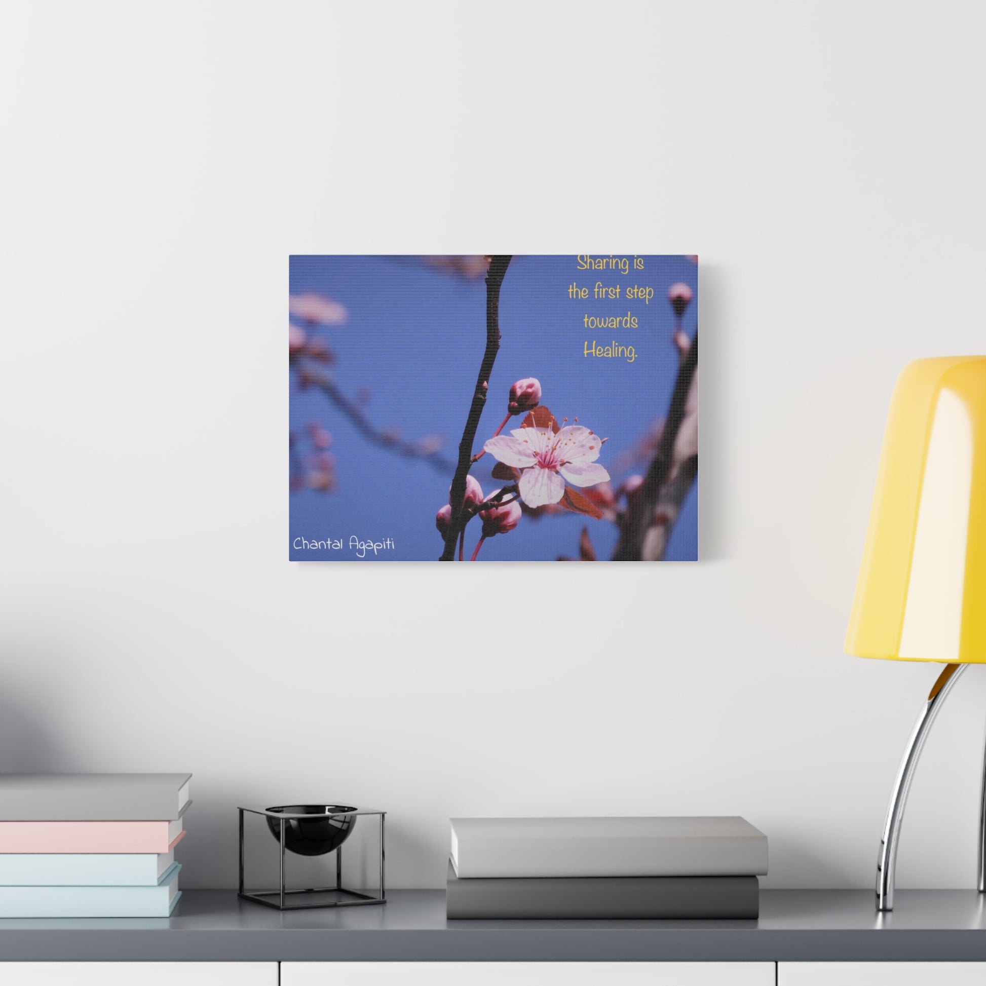 Inspirational Flower Canvas Print - "Sharing is the First Step Towards Healing" - The Dreamer's Bookshop.