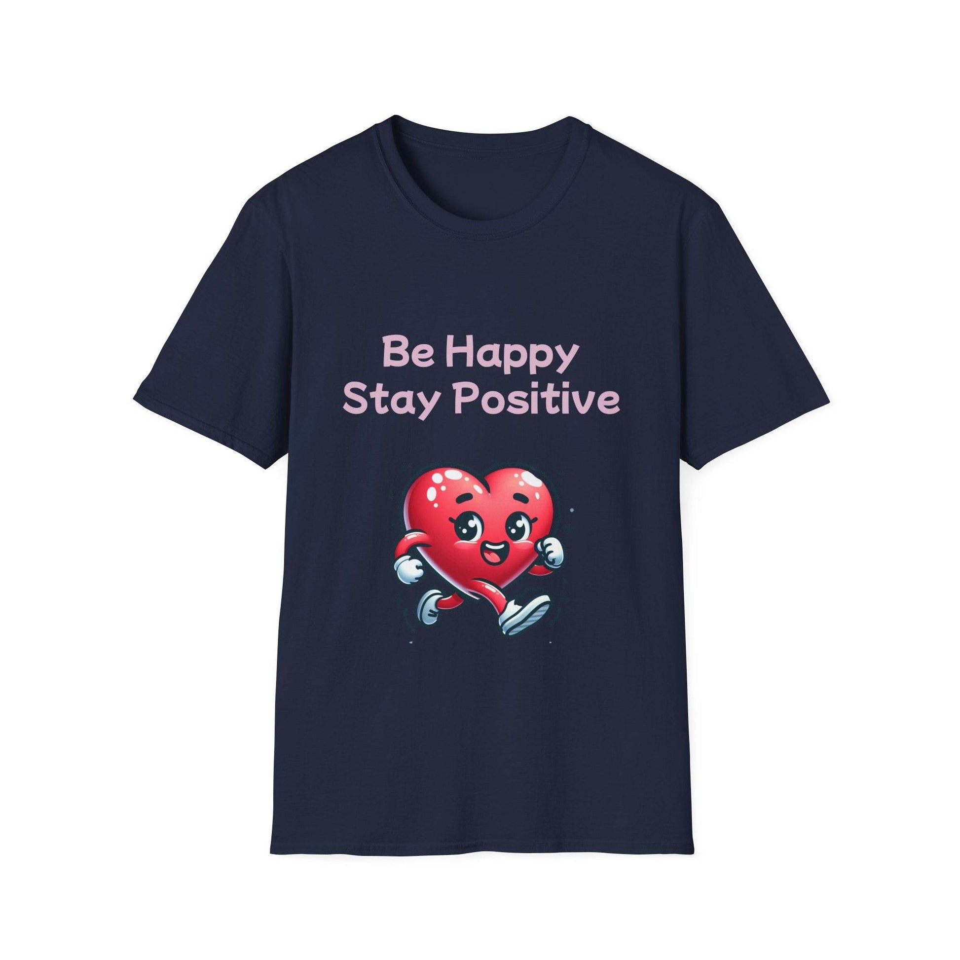 Be Happy Stay Positive Unisex Softstyle T-Shirt - Cheerful Graphic Tee for Everyday Wear - The Dreamer's Bookshop.