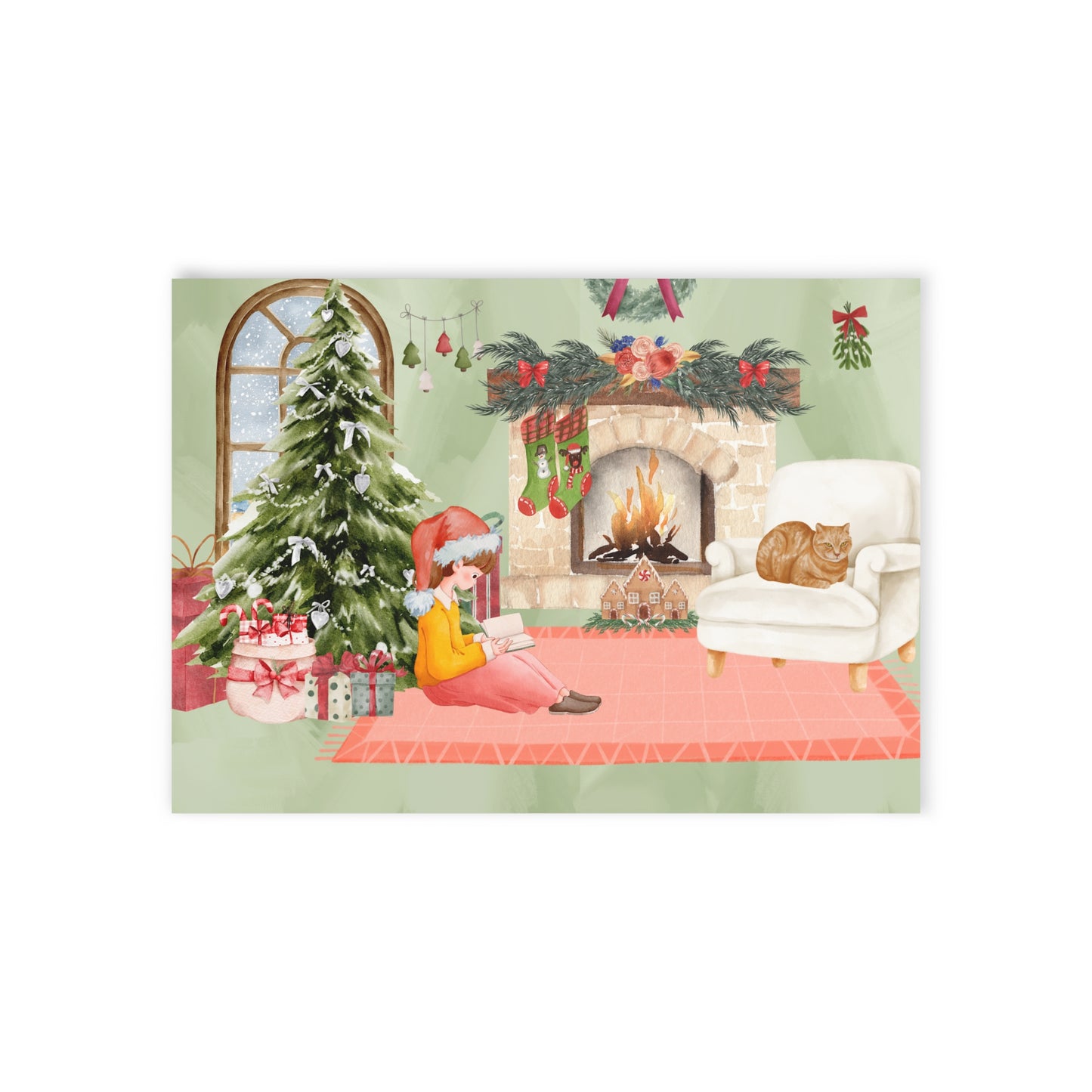 The Dreamer's Bookshop "Reading Girl" Christmas Card