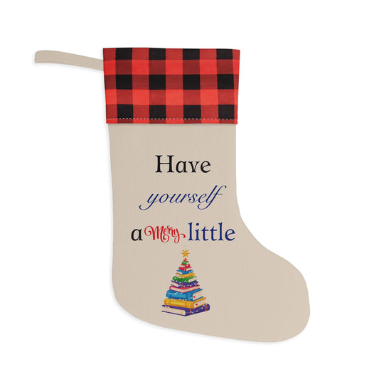 Christmas Stocking - "Have Yourself a Merry Little" Plaid Cuff Holiday Stocking
