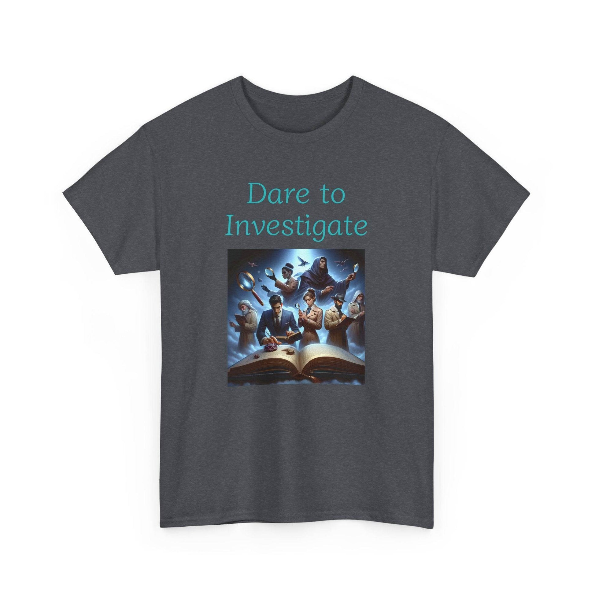 Investigate - Graphic Tee - Unisex Heavy Cotton T-Shirt Crime/Mystery Books - The Dreamer's Bookshop.