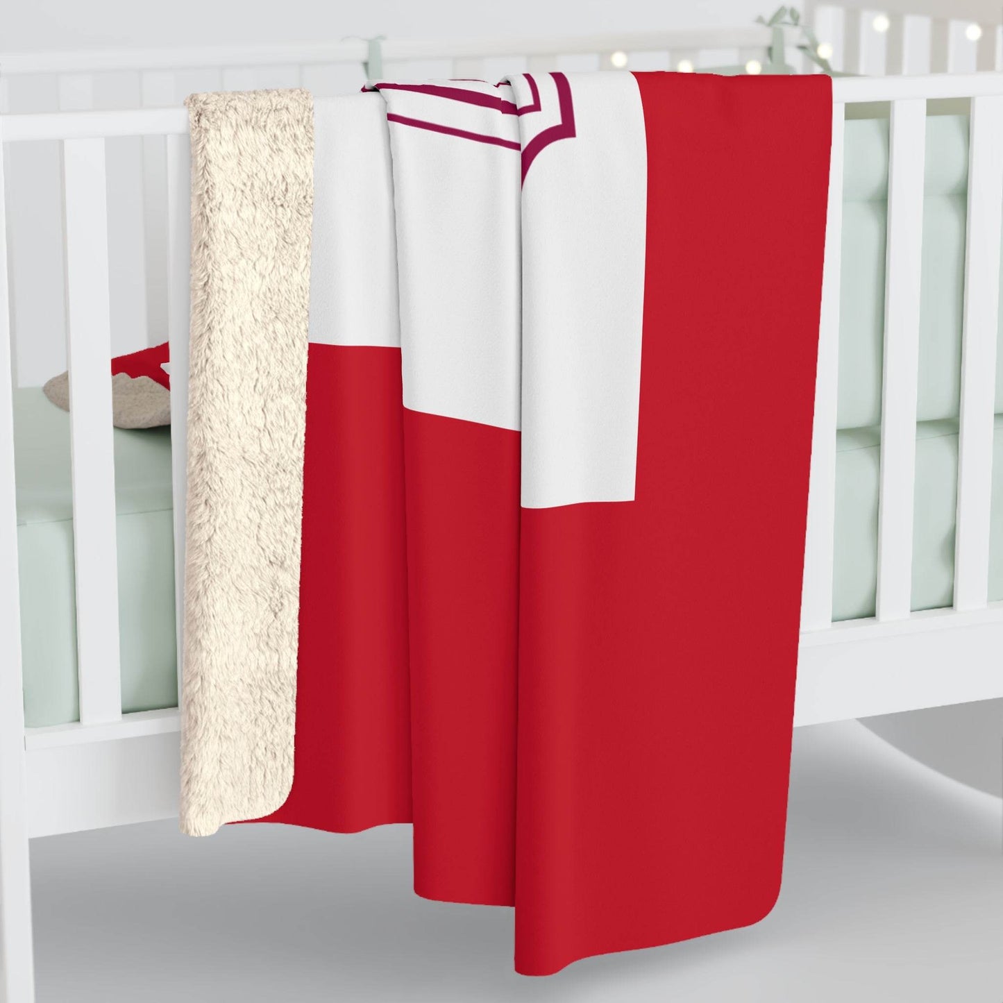 Red Cozy Sherpa Fleece Blanket - 'The Dreamer's Bookshop' Design - The Dreamer's Bookshop.