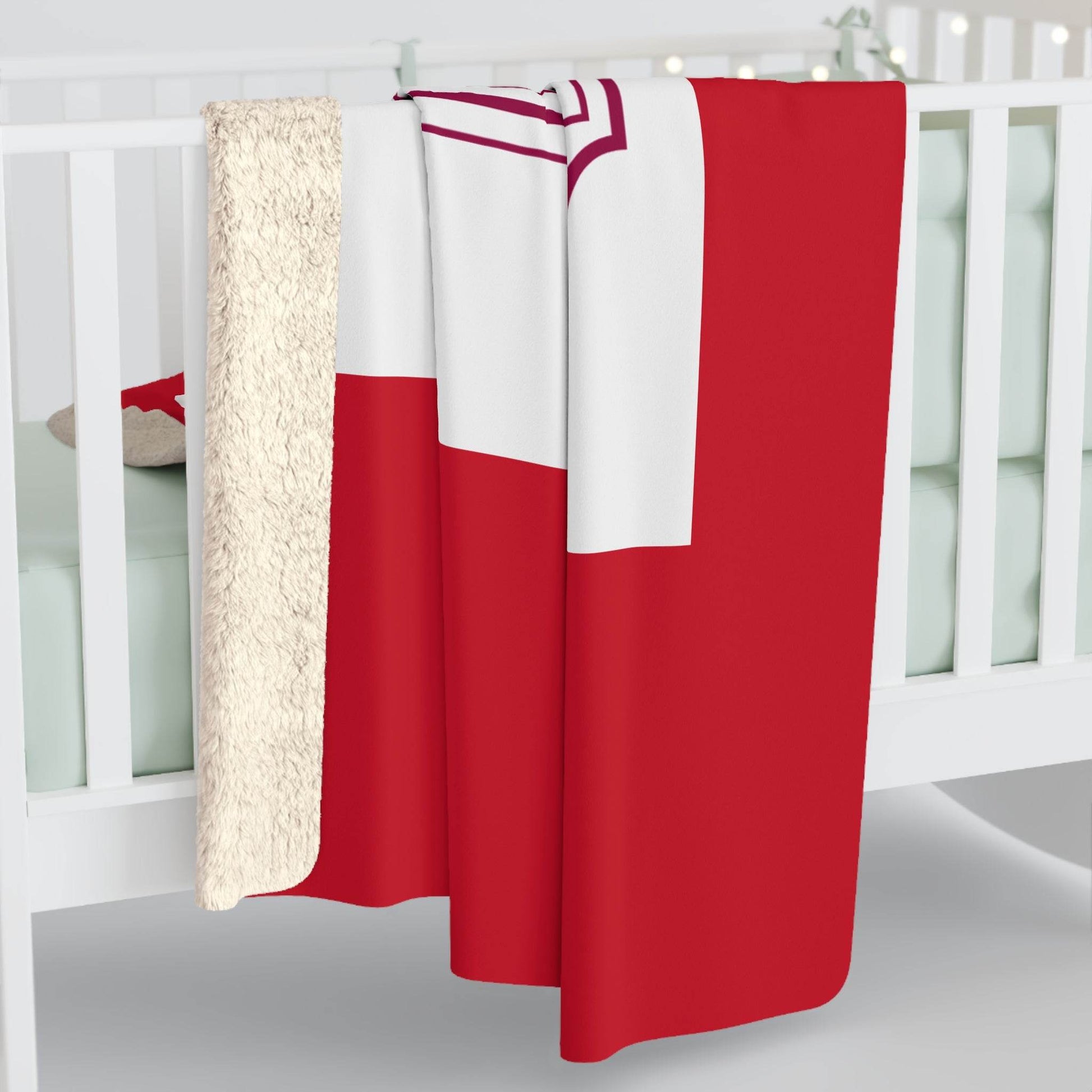 Red Cozy Sherpa Fleece Blanket - 'The Dreamer's Bookshop' Design - The Dreamer's Bookshop.