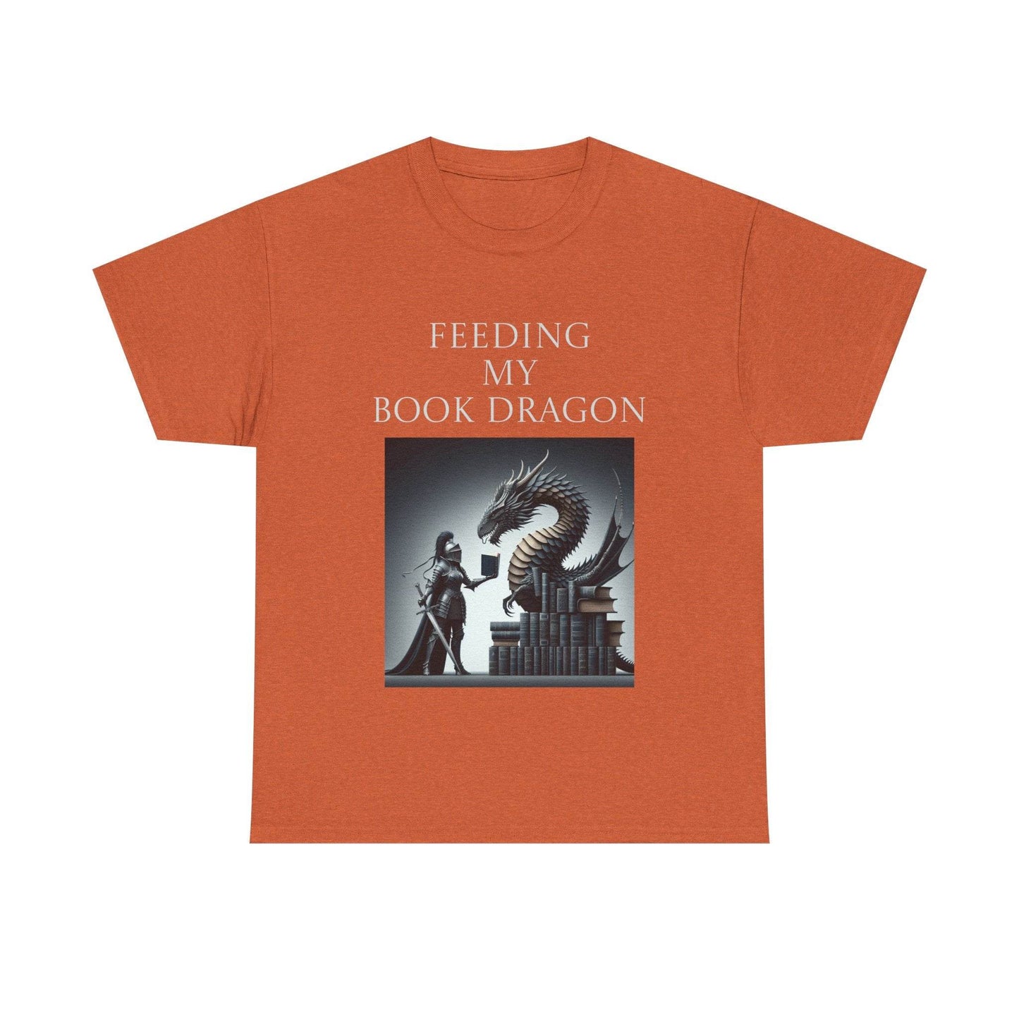 Book Dragon - Unisex Heavy Cotton Tee - Creative Writer's Apparel - The Dreamer's Bookshop.