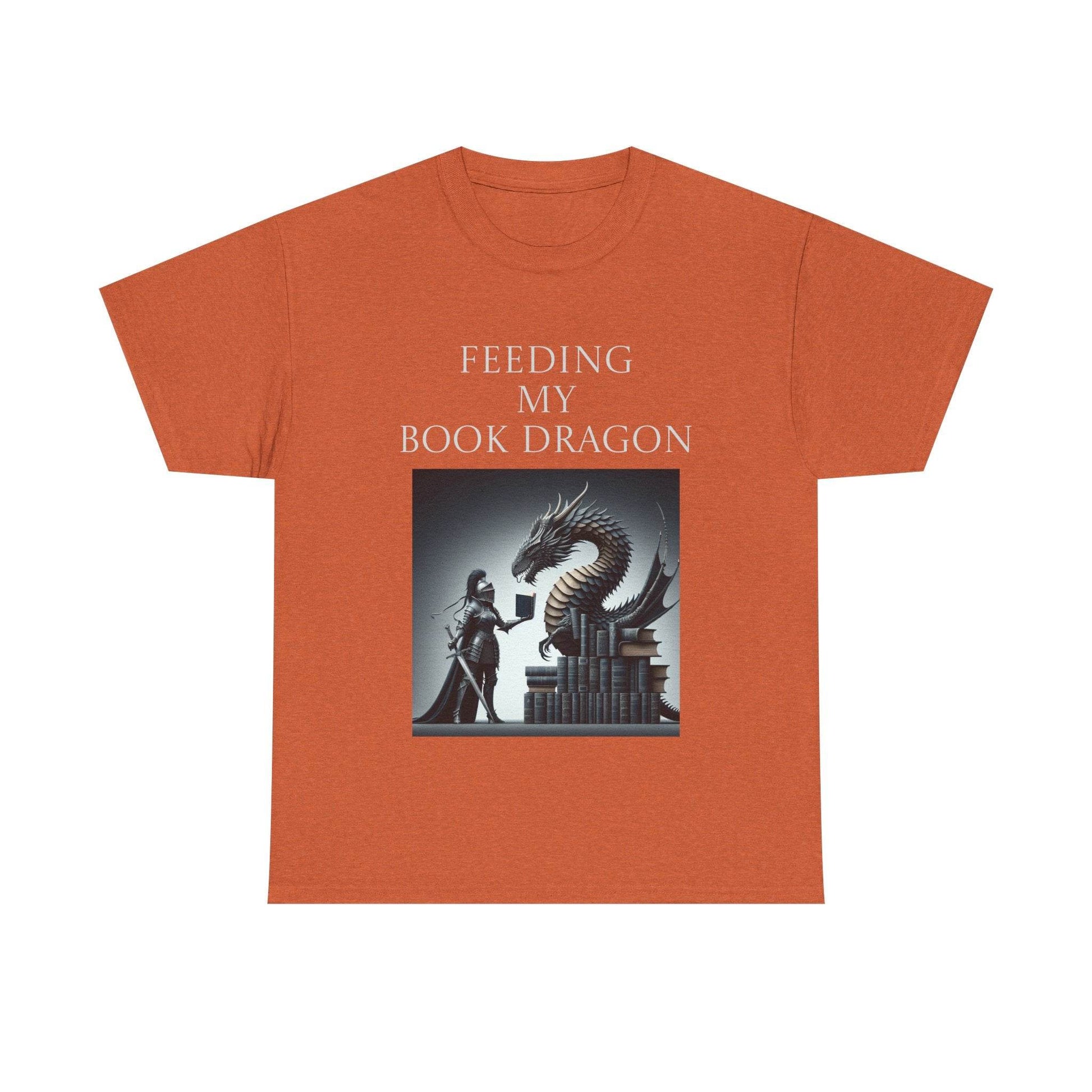Book Dragon - Unisex Heavy Cotton Tee - Creative Writer's Apparel - The Dreamer's Bookshop.