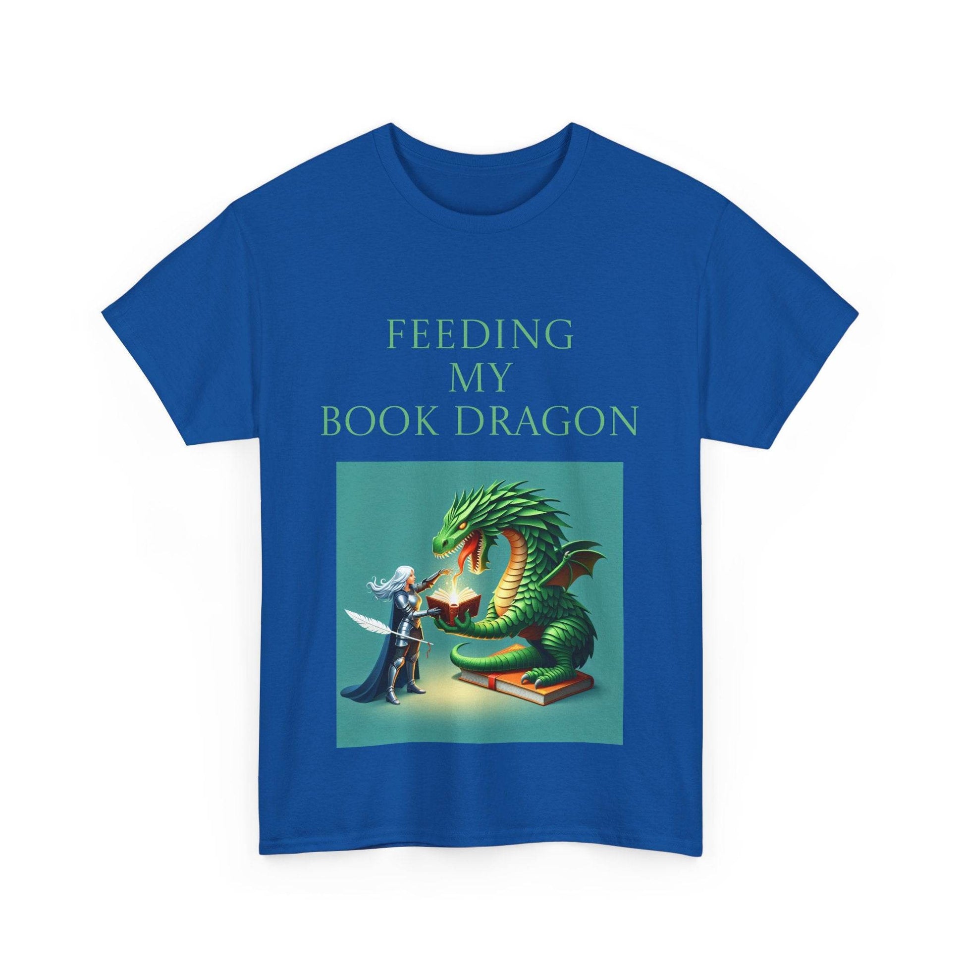 Book Dragon Unisex Heavy Cotton Tee - Creative Writer's Apparel - The Dreamer's Bookshop.