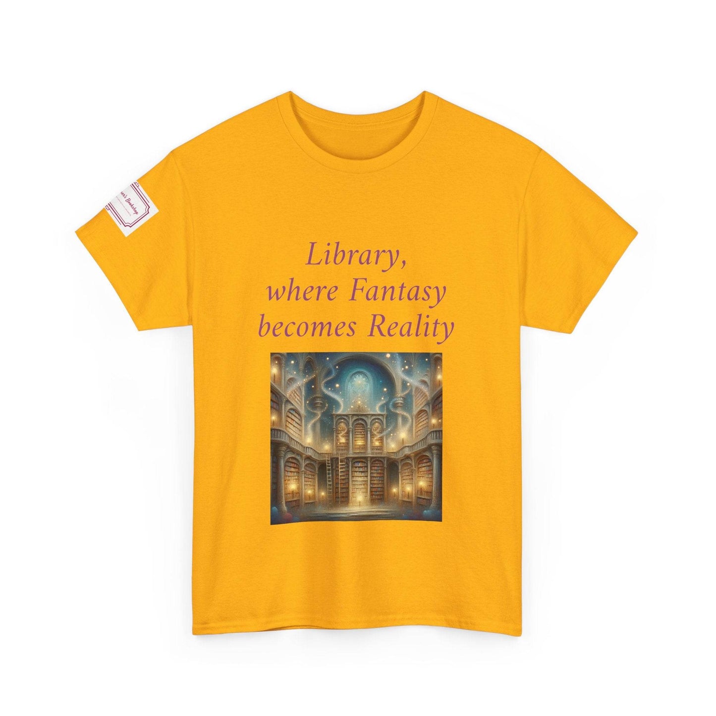 Library, Fantasy, Reality - Graphic Unisex Heavy Cotton Tee - Book Lovers - The Dreamer's Bookshop.