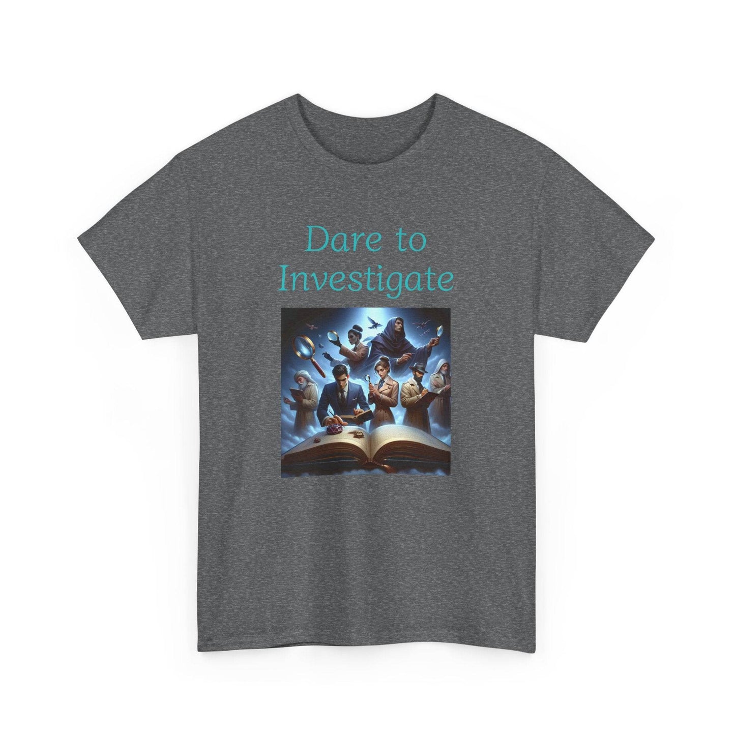 Investigate - Graphic Tee - Unisex Heavy Cotton T-Shirt Crime/Mystery Books - The Dreamer's Bookshop.