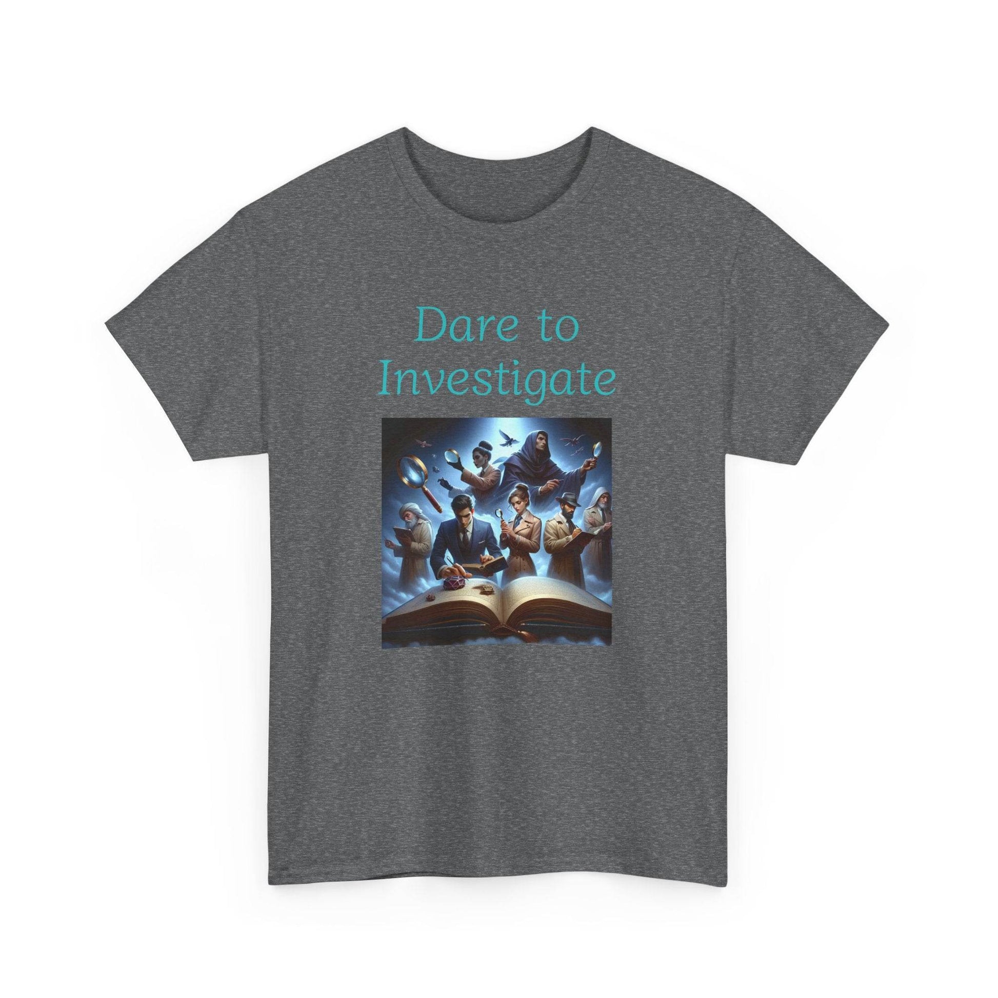 Investigate - Graphic Tee - Unisex Heavy Cotton T-Shirt Crime/Mystery Books - The Dreamer's Bookshop.