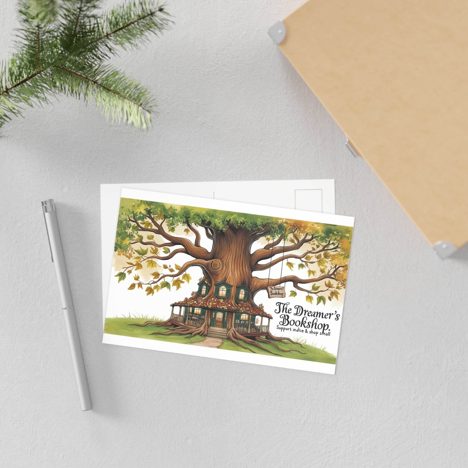 The Dreamer's Bookshop Colorful Tree and Books Card - The Dreamer's Bookshop.