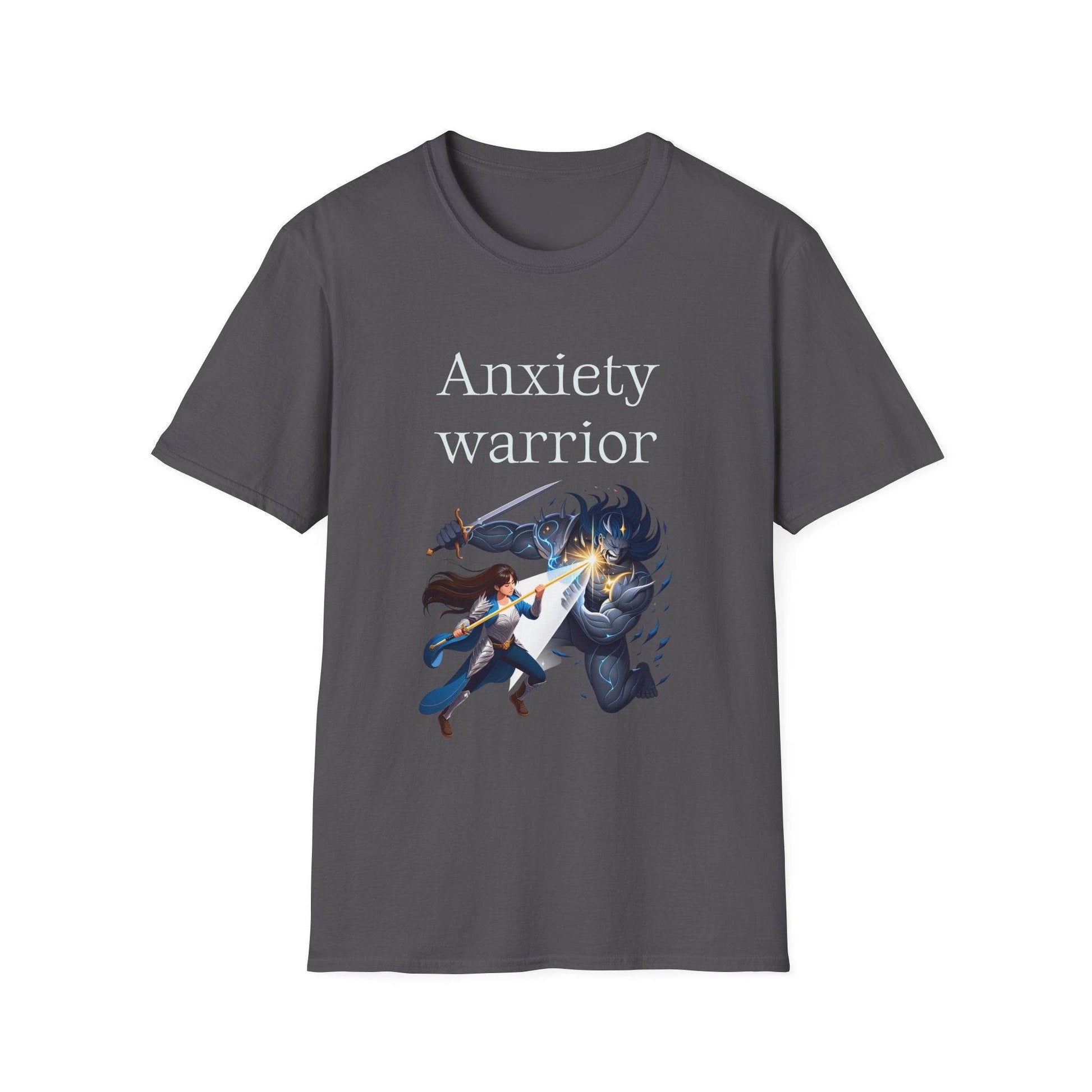Anxiety Warrior Unisex Softstyle T-Shirt - Empowering Battle Against Mental Health - The Dreamer's Bookshop.