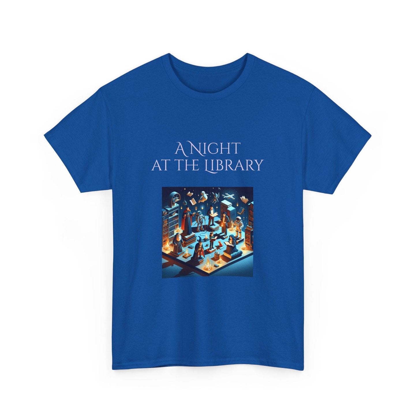 Night at the Library - A Unisex Heavy Cotton Tee - Perfect Gift for Book Lovers - The Dreamer's Bookshop.