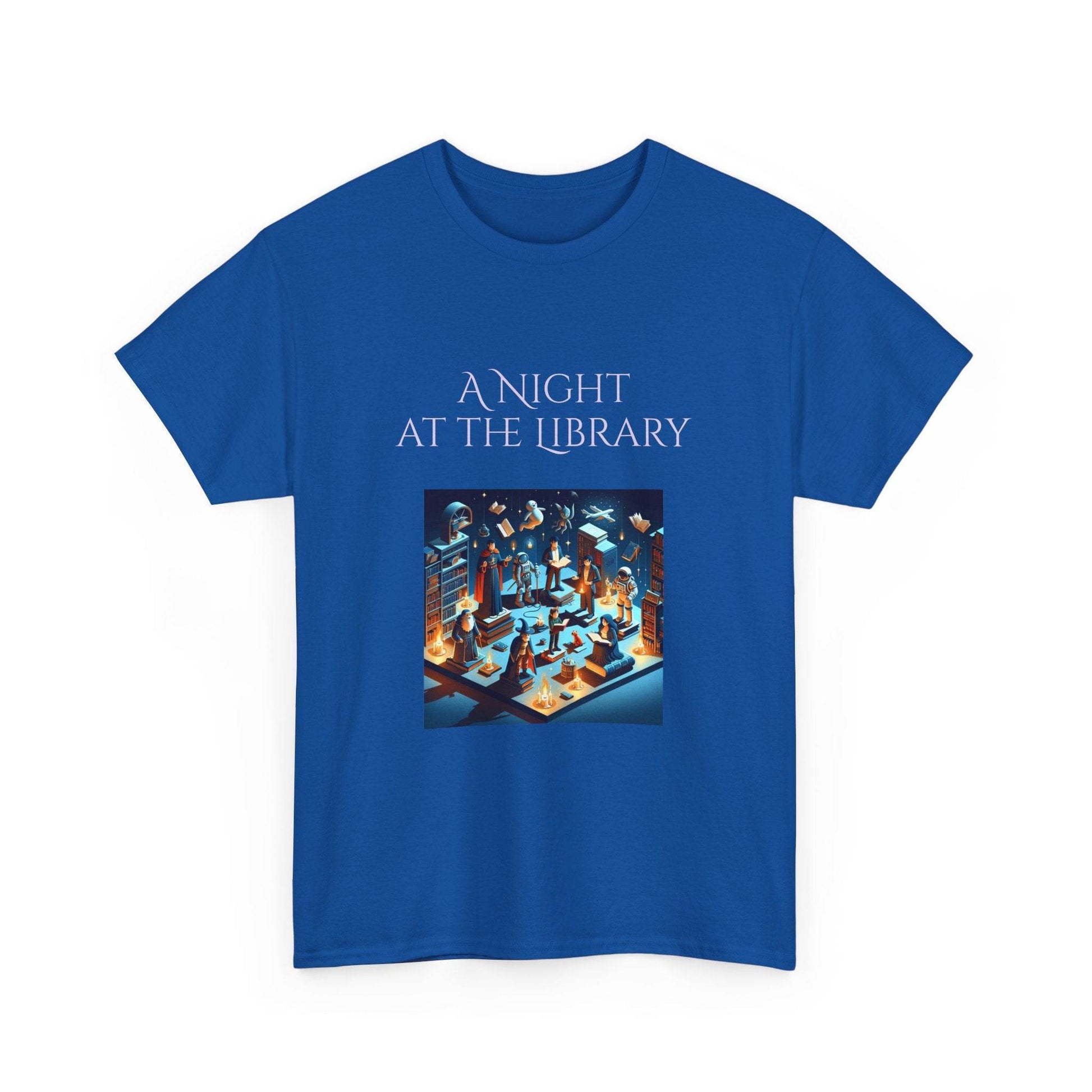 Night at the Library - A Unisex Heavy Cotton Tee - Perfect Gift for Book Lovers - The Dreamer's Bookshop.