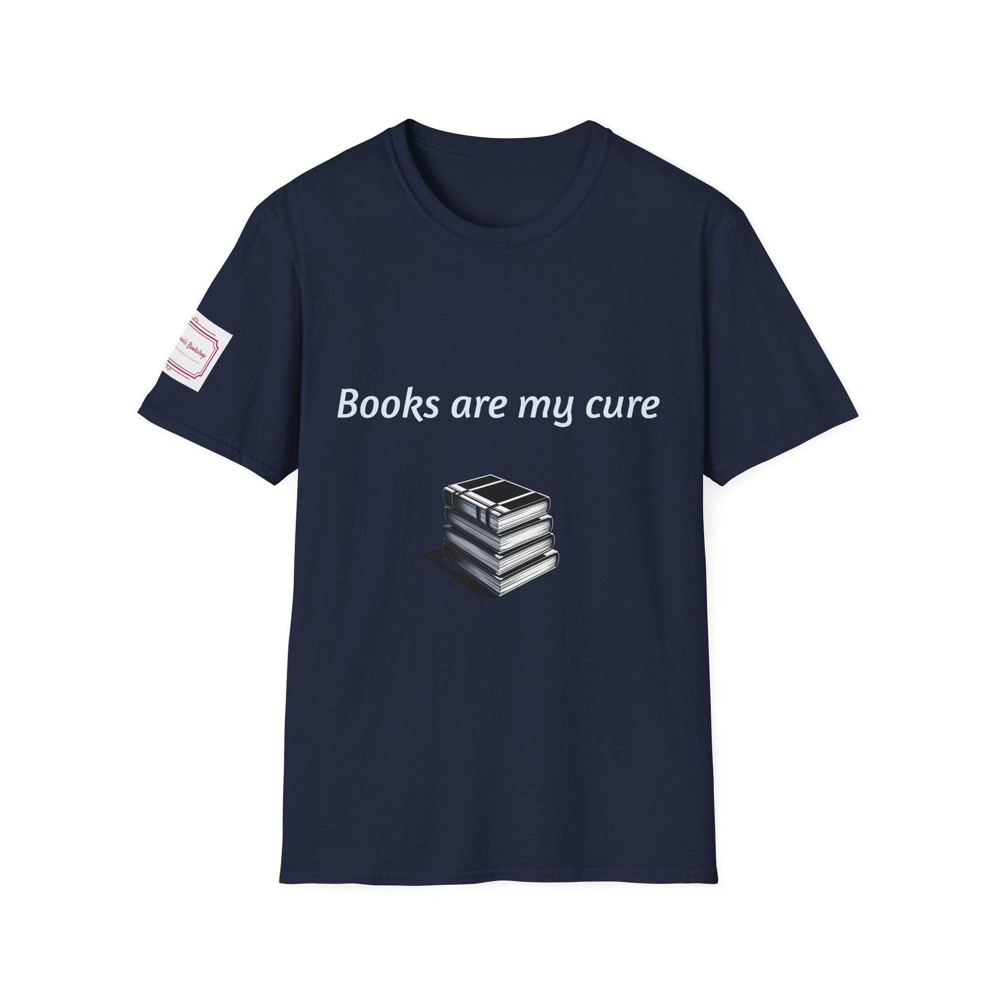 Inspirational Unisex Softstyle T-Shirt - Books are my cure - The Dreamer's Bookshop.