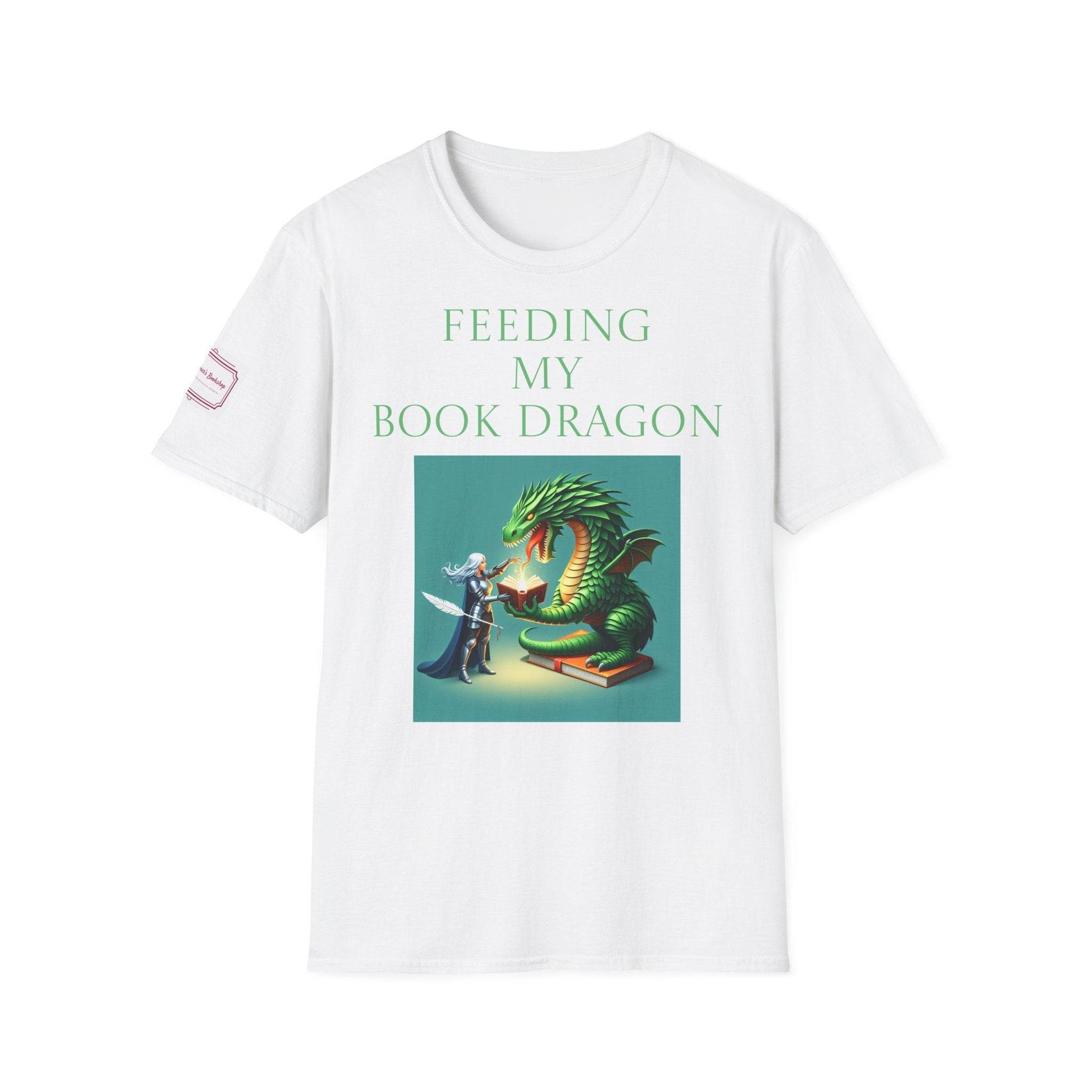 Inspirational Unisex Softstyle T-Shirt - 'Book Dragon' Motivational Design - The Dreamer's Bookshop.
