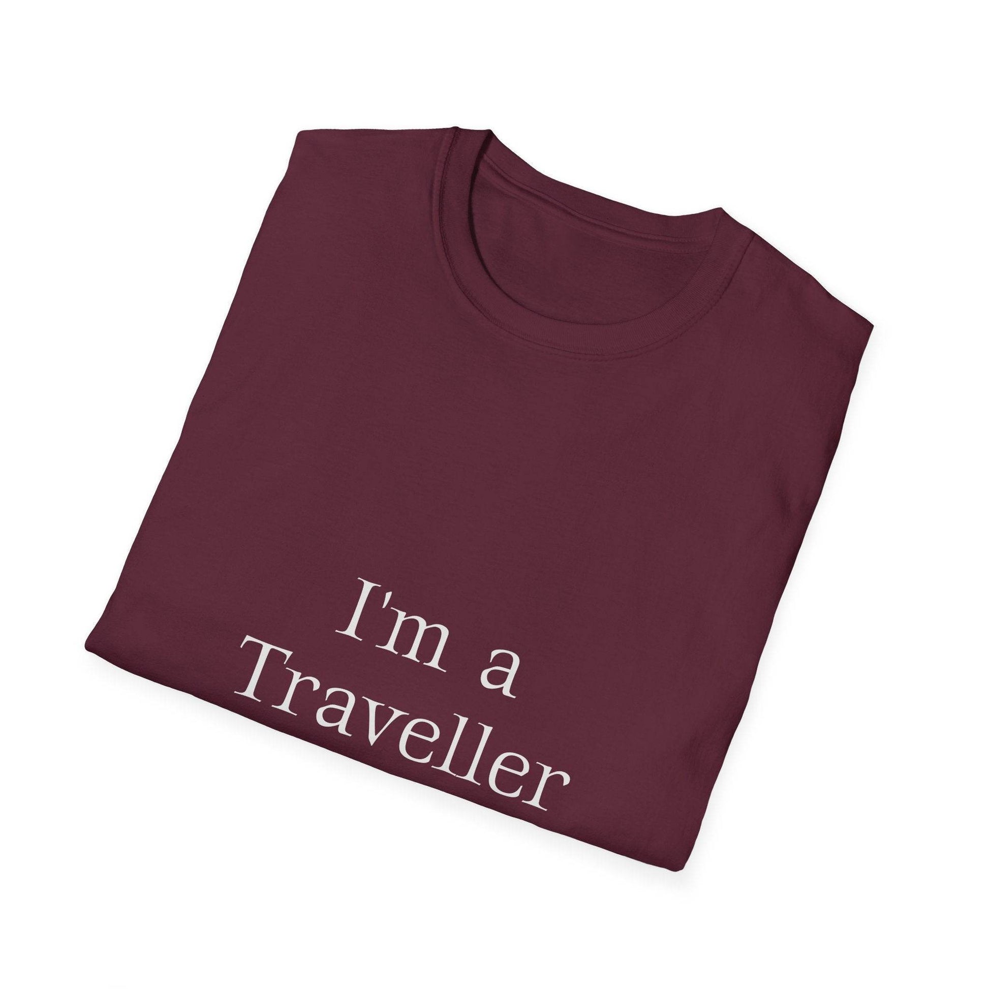 Unisex Softstyle T-Shirt - 'I'm a Traveller of Worlds' & 'Books Take Me Places Far & Beyond' - The Dreamer's Bookshop.