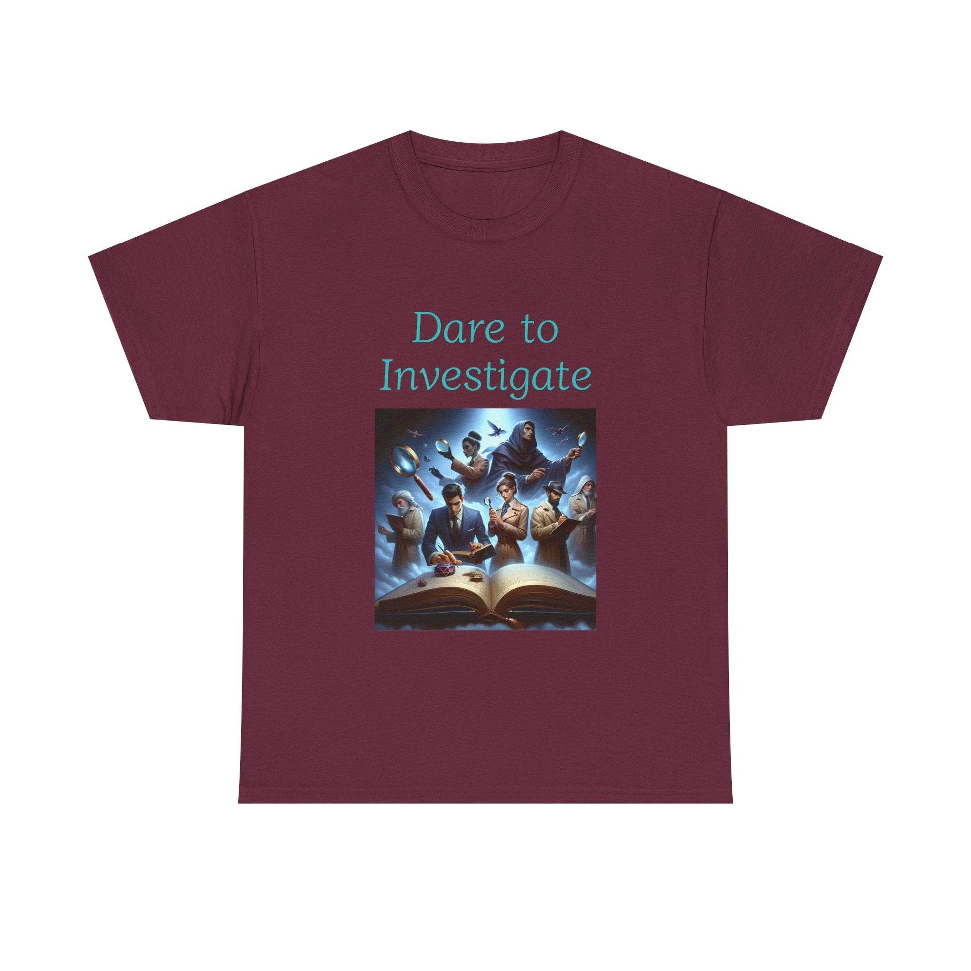 Investigate - Unisex Heavy Cotton Tee - Crime/Mystery Books - The Dreamer's Bookshop.