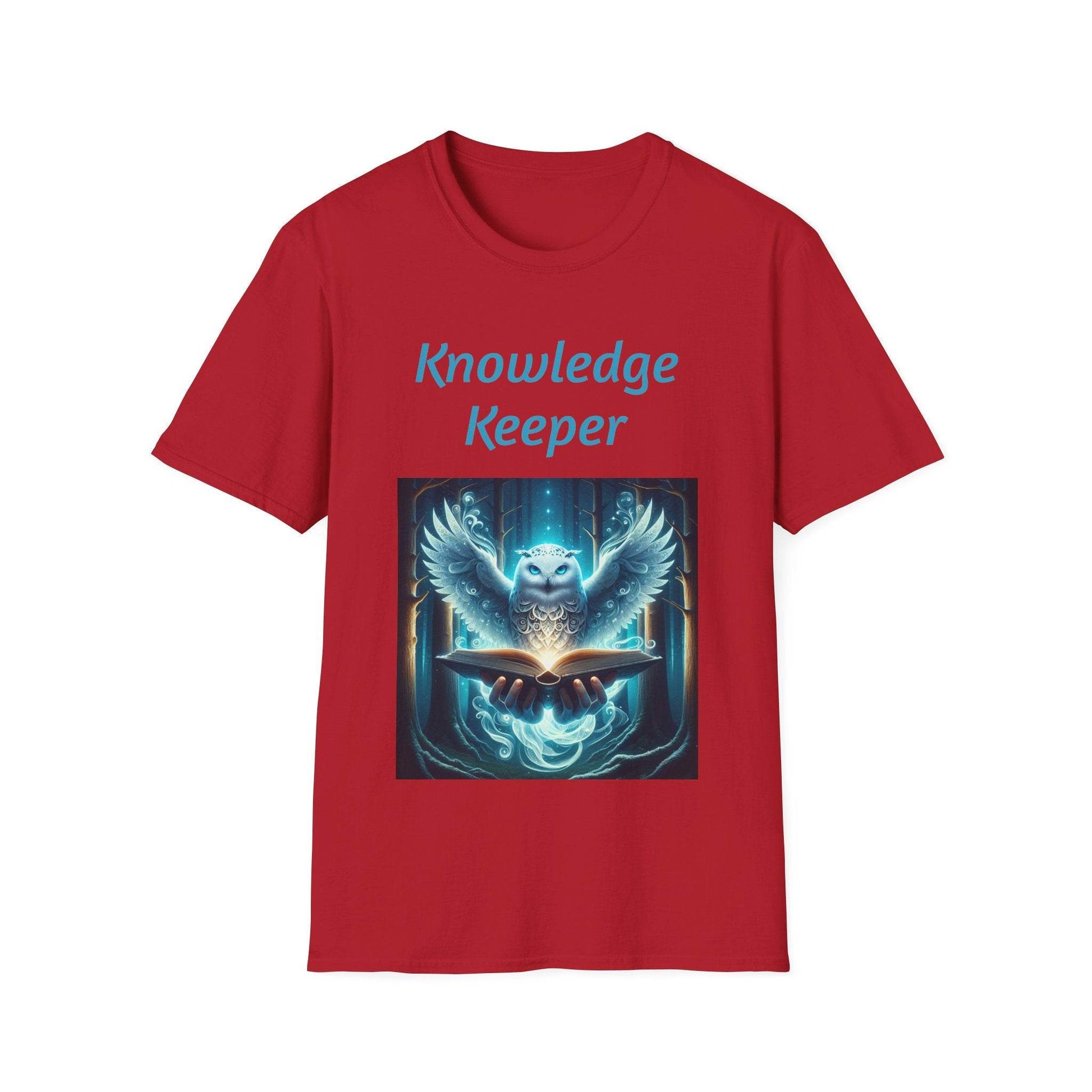Knowledge Keeper Graphic T-Shirt - Unisex Softstyle Tee, Owl Design - Proud Reader - The Dreamer's Bookshop.