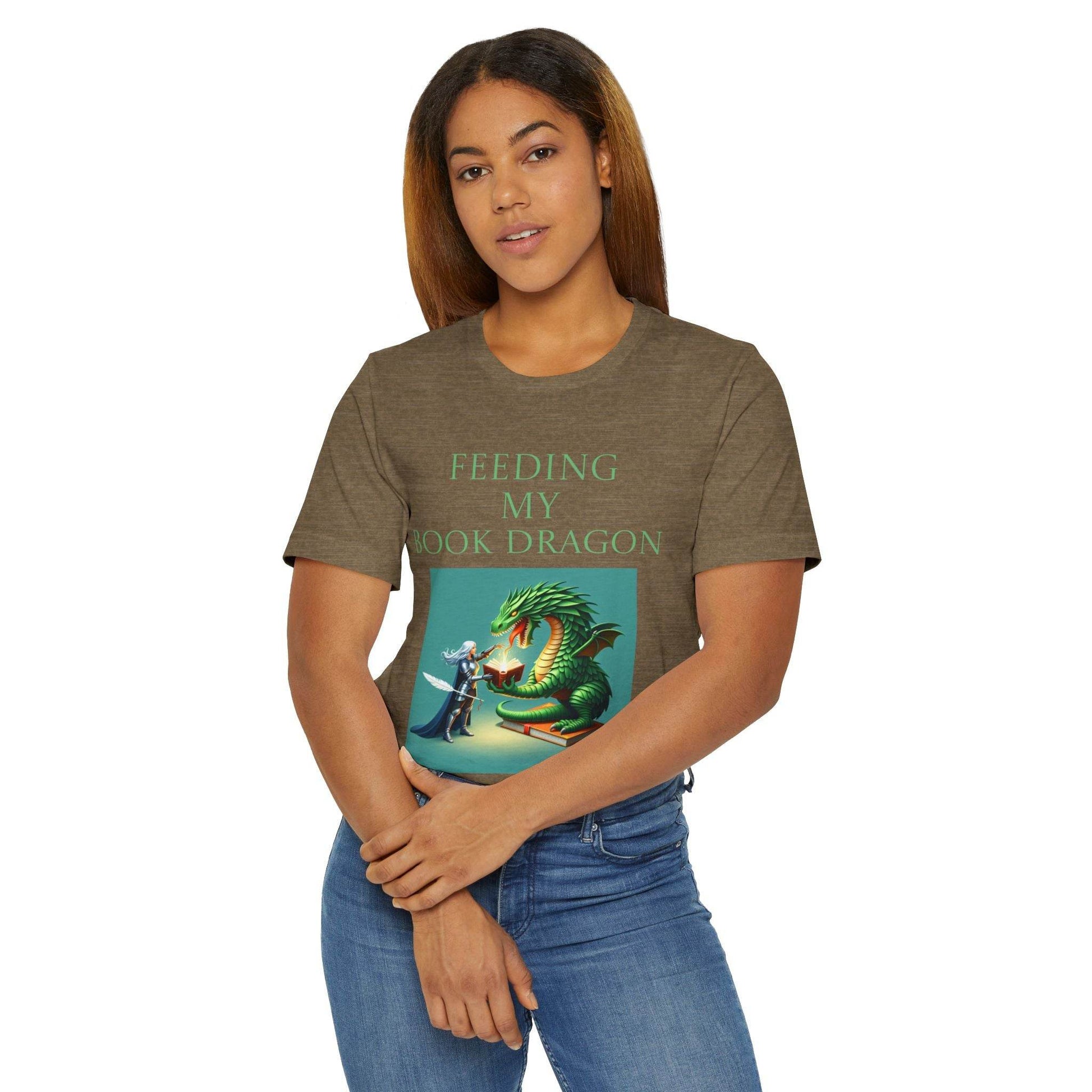 Unisex Jersey T-Shirt - Book Dragon - The Dreamer's Bookshop.