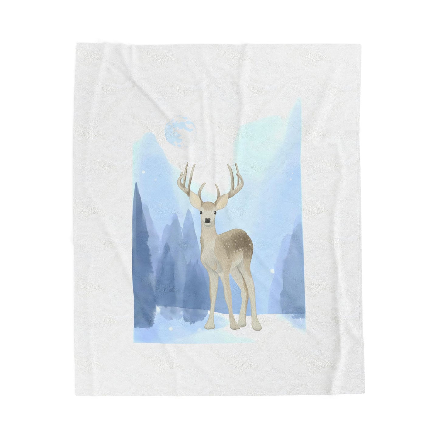Cozy Velveteen Plush Blanket - "Winter Deer"- Perfect for Book Lovers and Cozy Nights