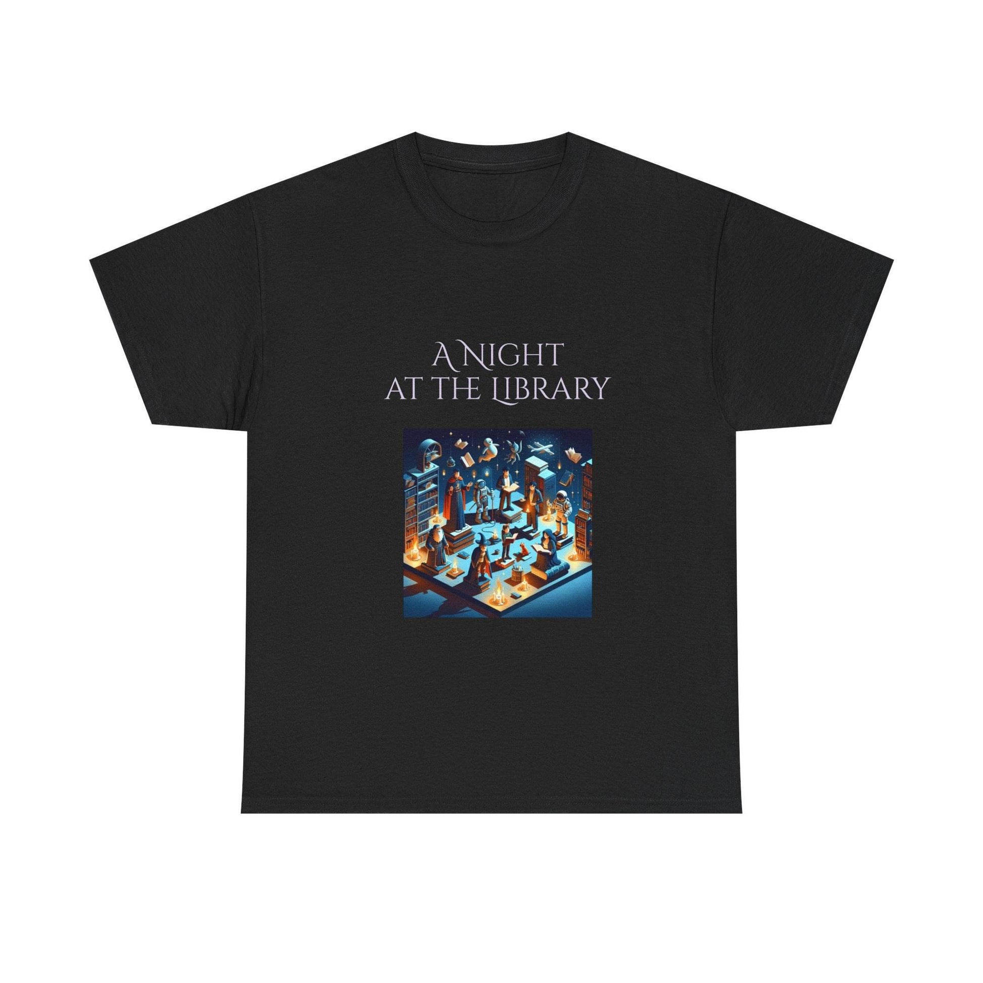 Night at the Library - Unisex Heavy Cotton Tee for Book Lovers - The Dreamer's Bookshop.