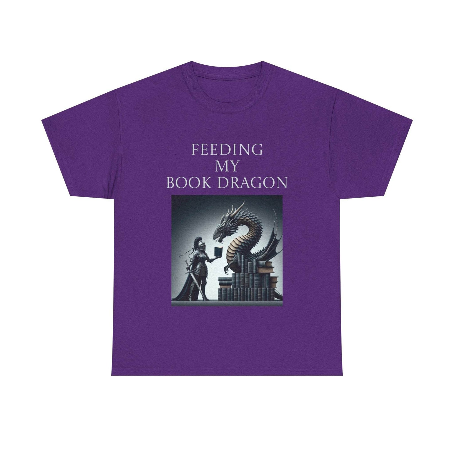 Book Dragon - Unisex Heavy Cotton Tee - Creative Writer's Apparel - The Dreamer's Bookshop.