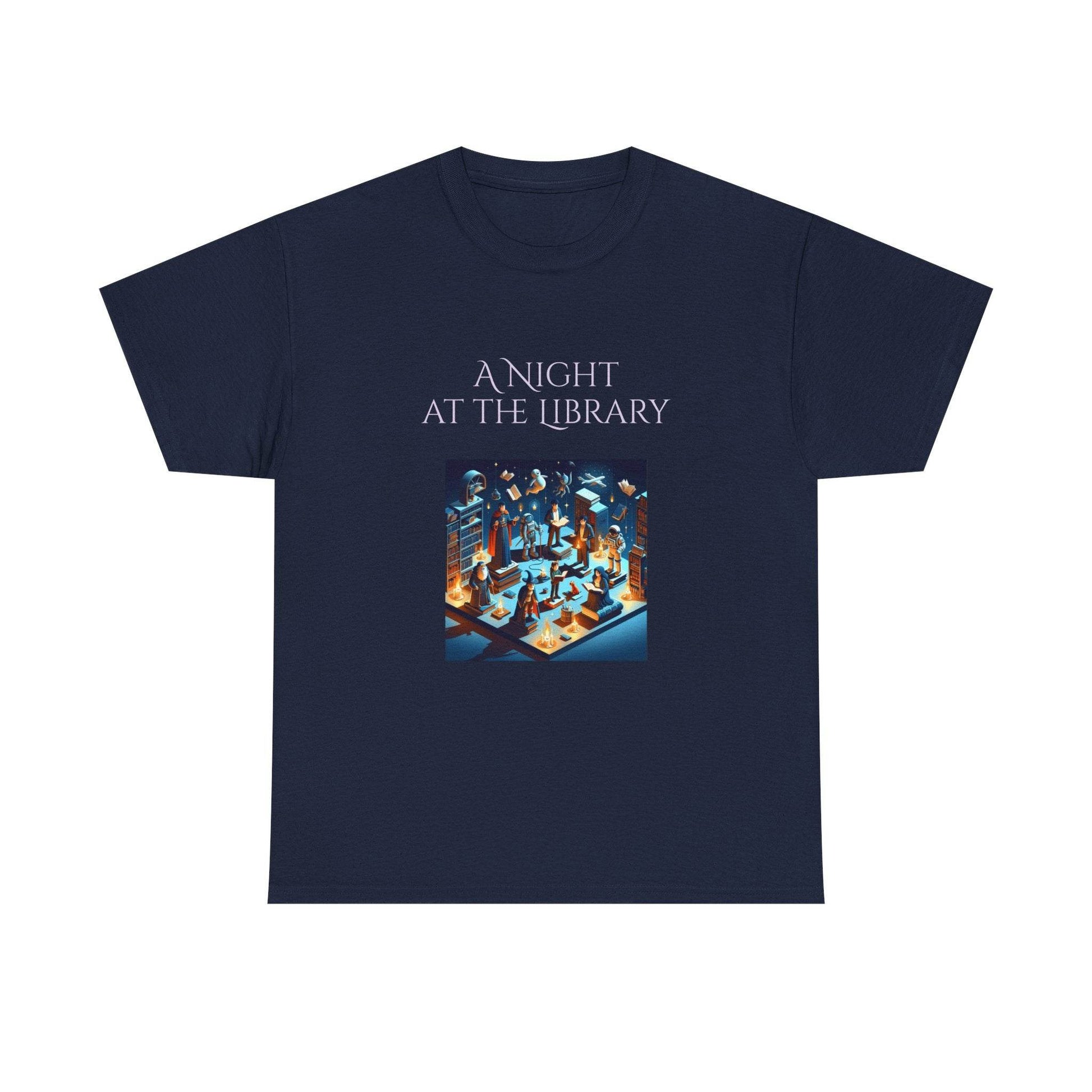 Night at the Library - A Unisex Heavy Cotton Tee - Perfect Gift for Book Lovers - The Dreamer's Bookshop.