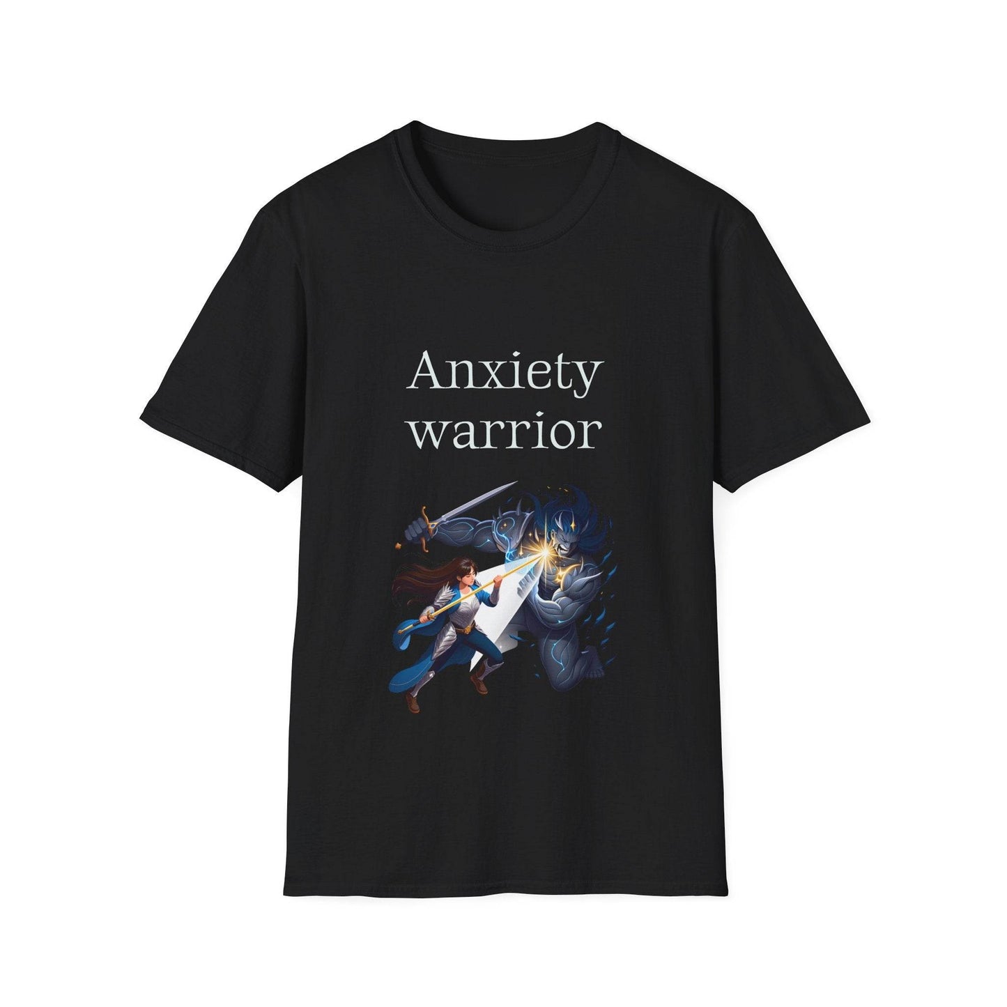 Anxiety Warrior Unisex Softstyle T-Shirt - Empower Your Battle - The Dreamer's Bookshop.