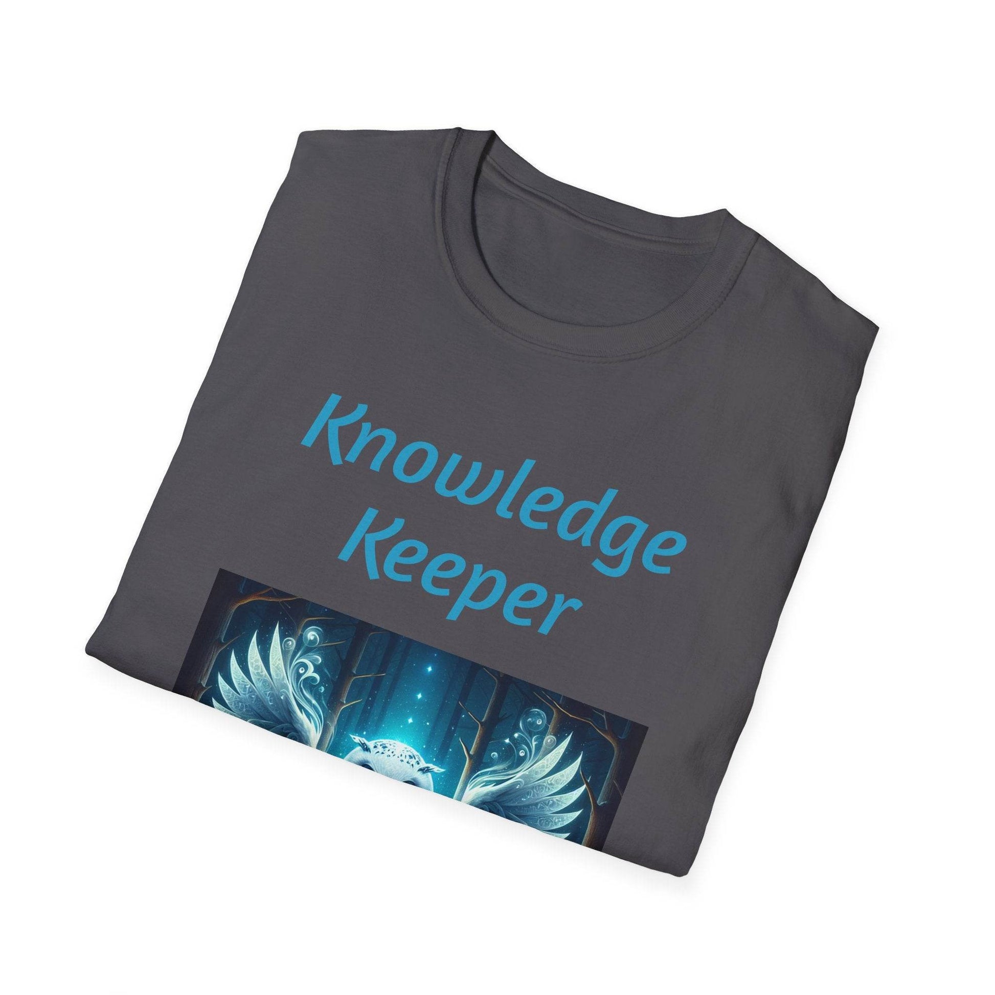 Knowledge Keeper Graphic T-Shirt - Unisex Softstyle Tee, Owl Design - Proud Reader - The Dreamer's Bookshop.