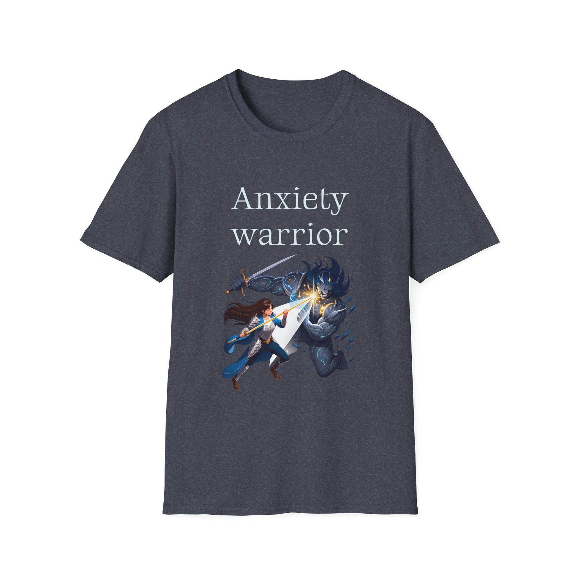 Anxiety Warrior Unisex Softstyle T-Shirt - Empowering Battle Against Mental Health - The Dreamer's Bookshop.