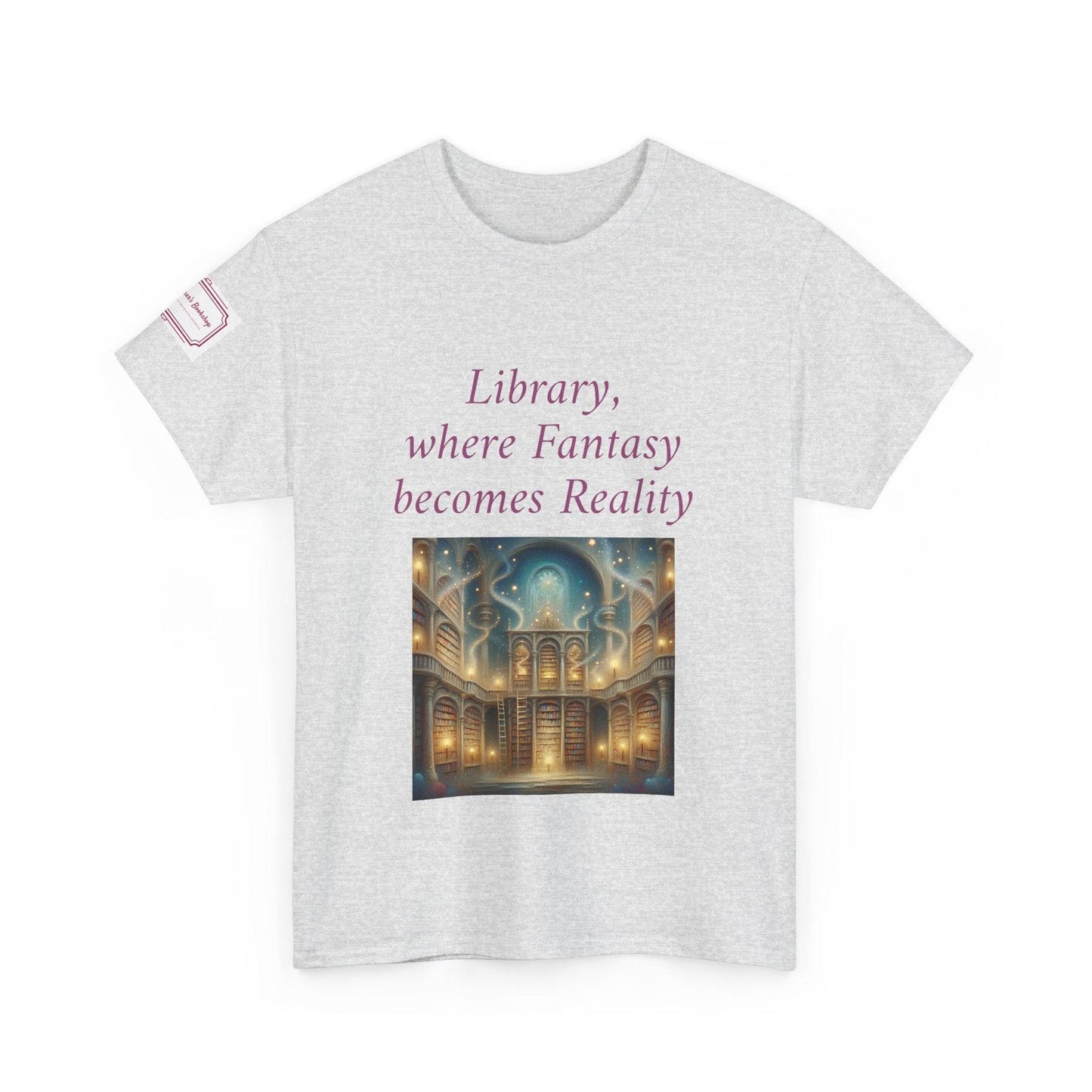 Library, Fantasy, Reality - Graphic Unisex Heavy Cotton Tee - Book Lovers - The Dreamer's Bookshop.