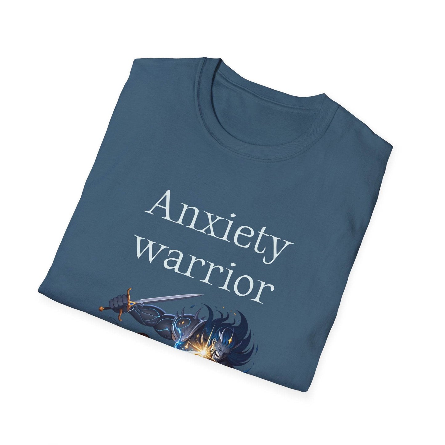 Anxiety Warrior Unisex Softstyle T-Shirt - Empowering Battle Against Mental Health - The Dreamer's Bookshop.