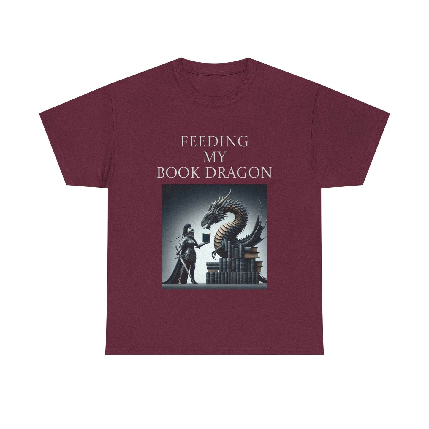 Book Dragon - Unisex Heavy Cotton Tee - Creative Writer's Apparel - The Dreamer's Bookshop.