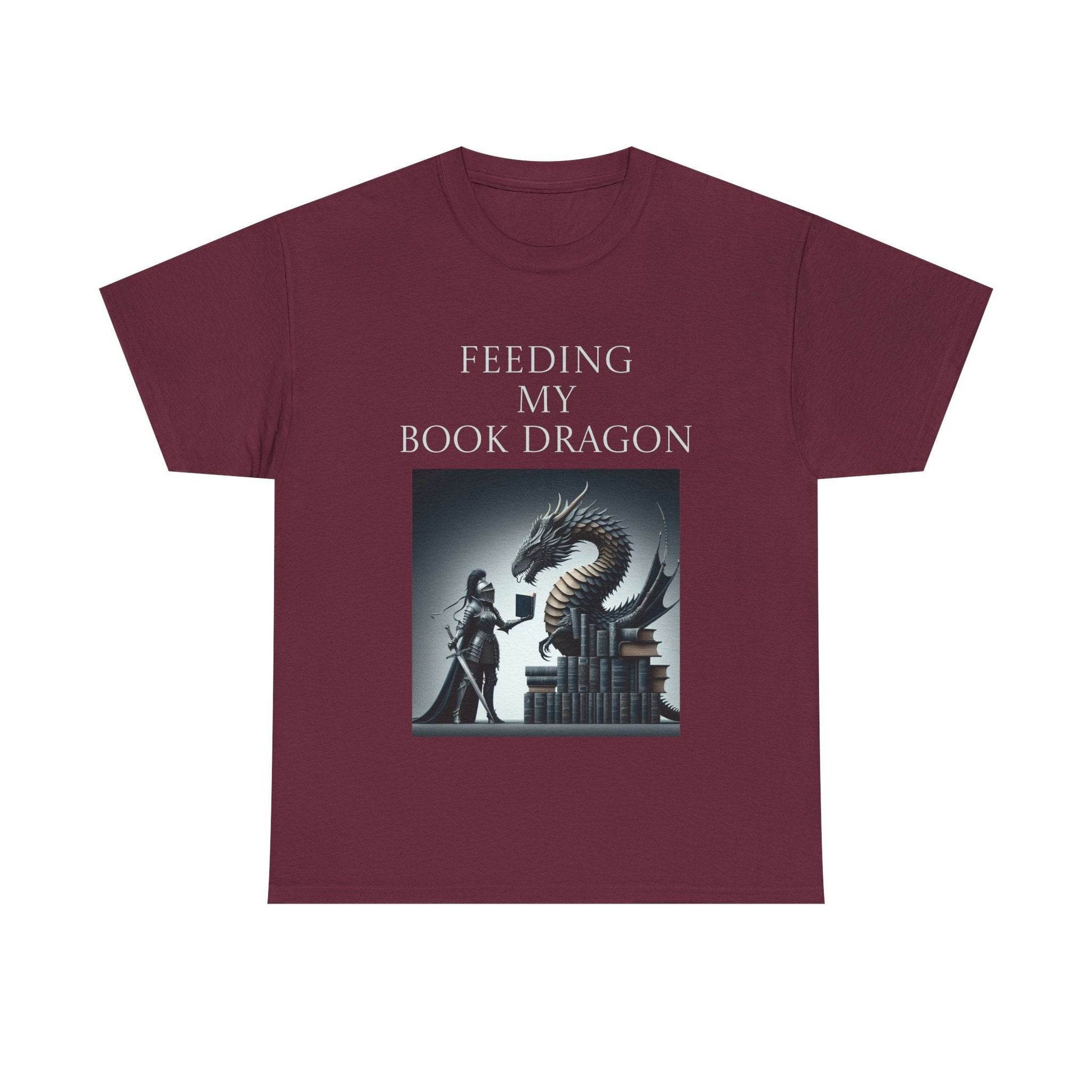 Book Dragon - Unisex Heavy Cotton Tee - Creative Writer's Apparel - The Dreamer's Bookshop.
