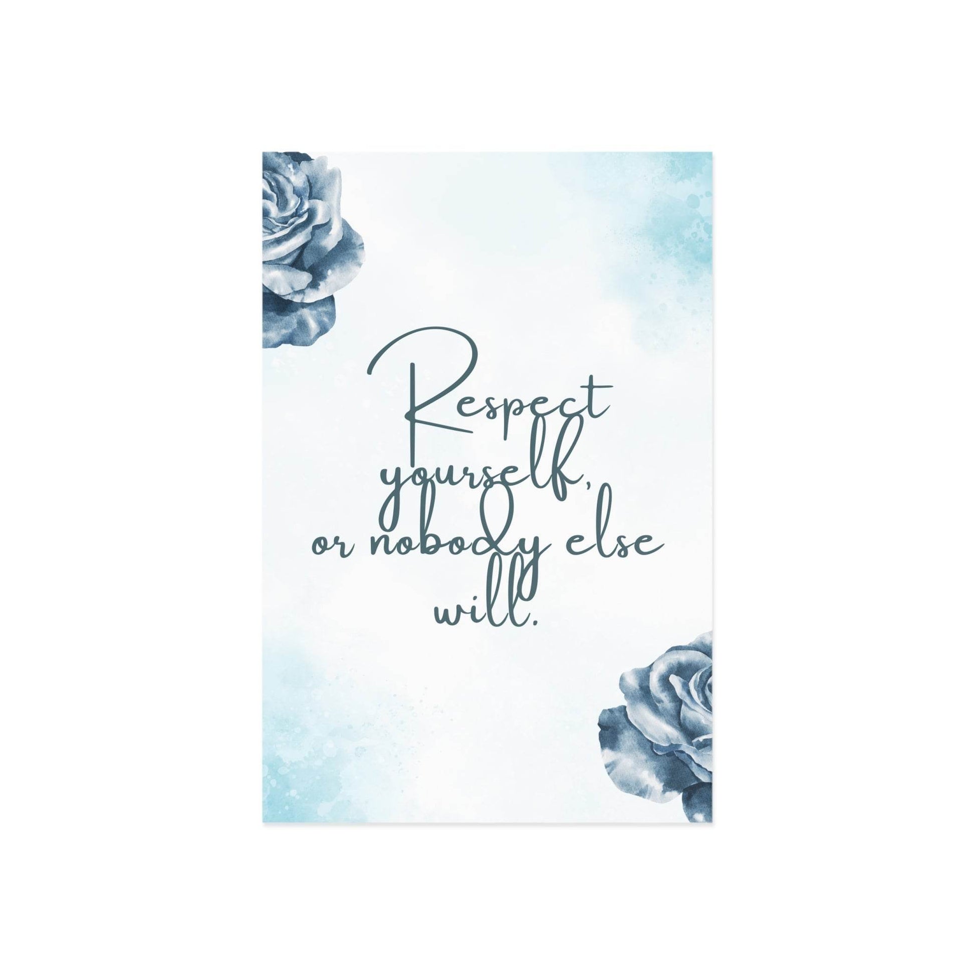 The Dreamer's Bookshop Blue Flower "Respect Yourself" Art Print Card - The Dreamer's Bookshop.