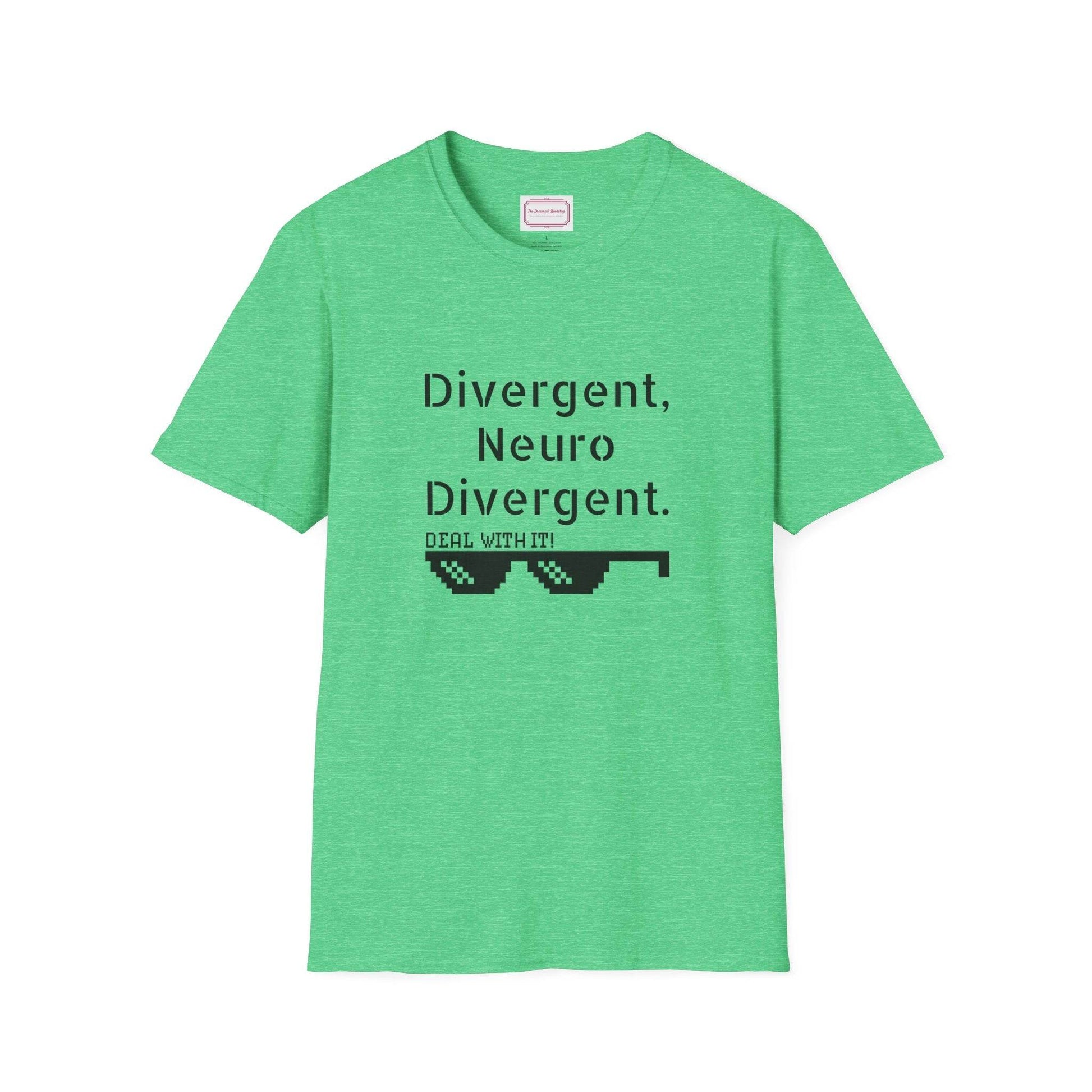Divergent Neurodivergent T-Shirt - Unisex Softstyle Tee for Acceptance and Awareness - The Dreamer's Bookshop.