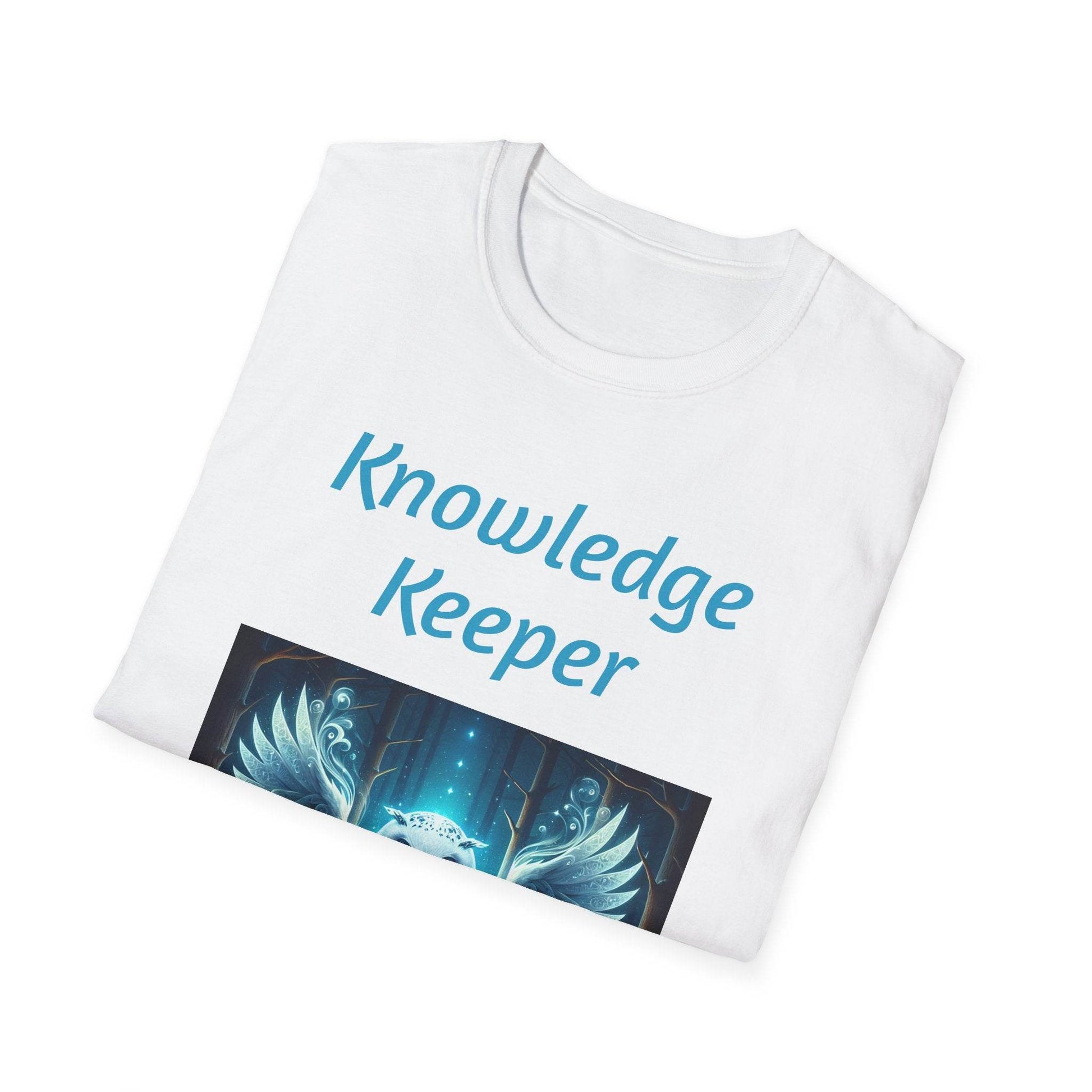Knowledge Keeper Graphic T-Shirt - Unisex Softstyle Tee, Owl Design - Proud Reader - The Dreamer's Bookshop.