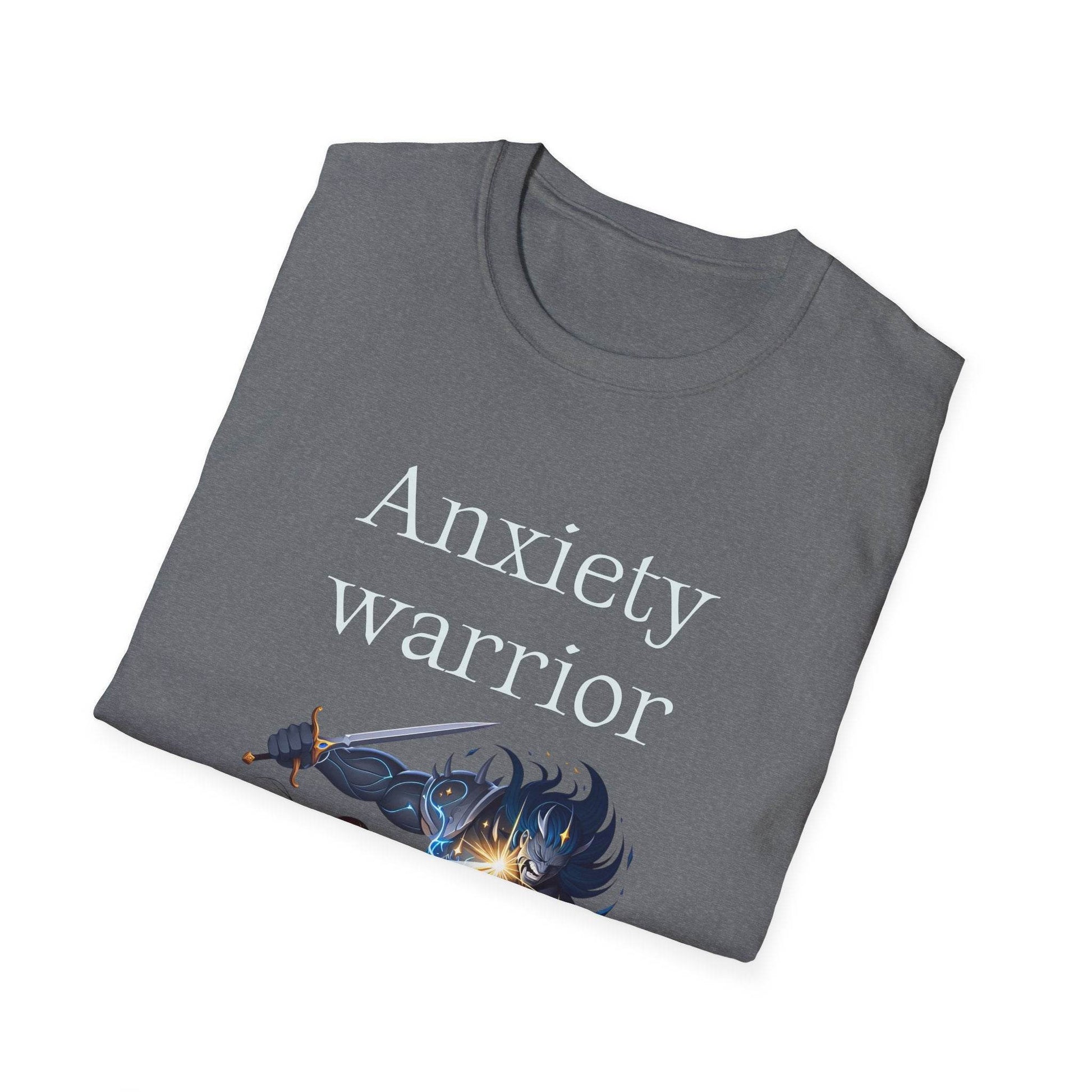 Anxiety Warrior Unisex Softstyle T-Shirt - Empowering Battle Against Mental Health - The Dreamer's Bookshop.