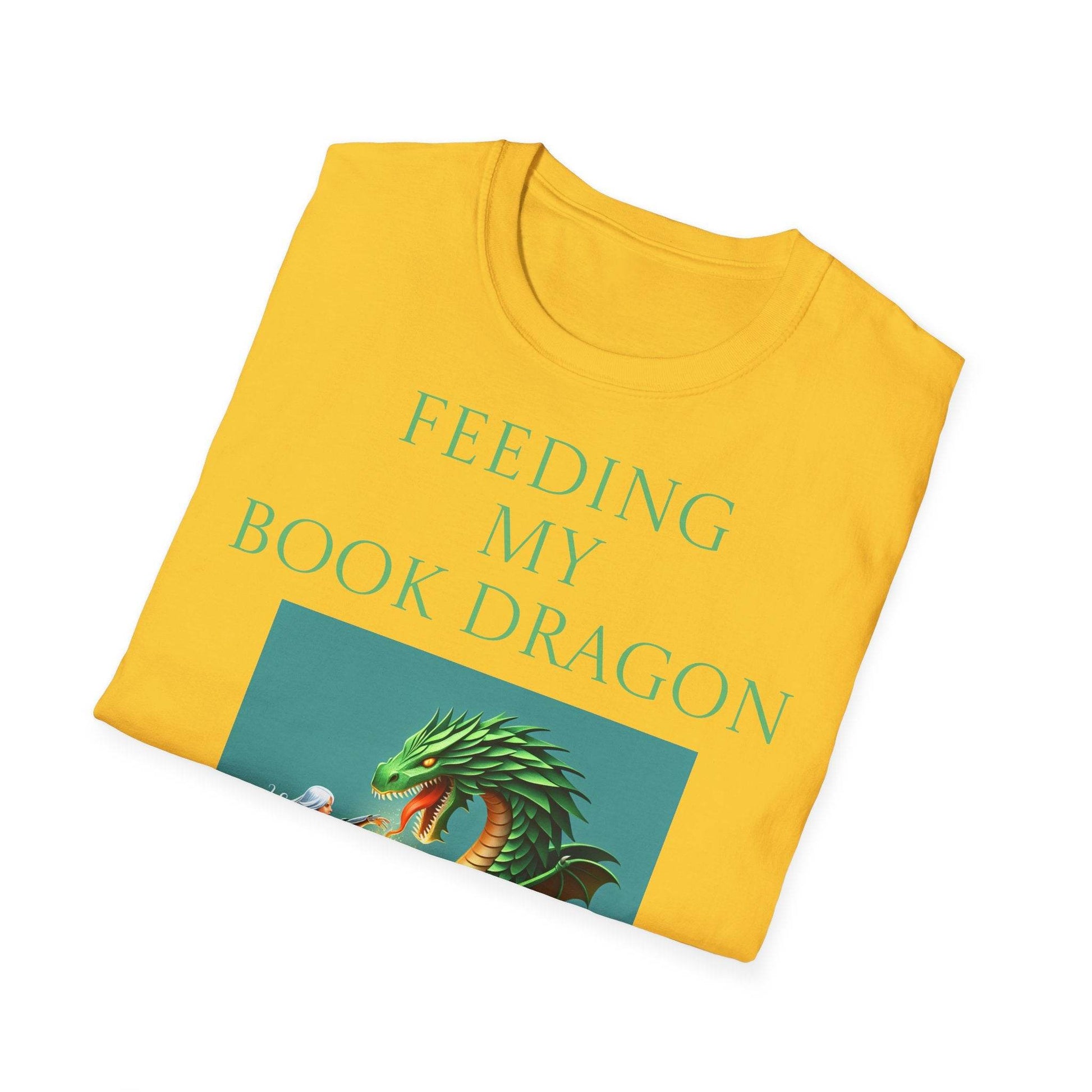 Inspirational Unisex Softstyle T-Shirt - 'Book Dragon' Motivational Design - The Dreamer's Bookshop.