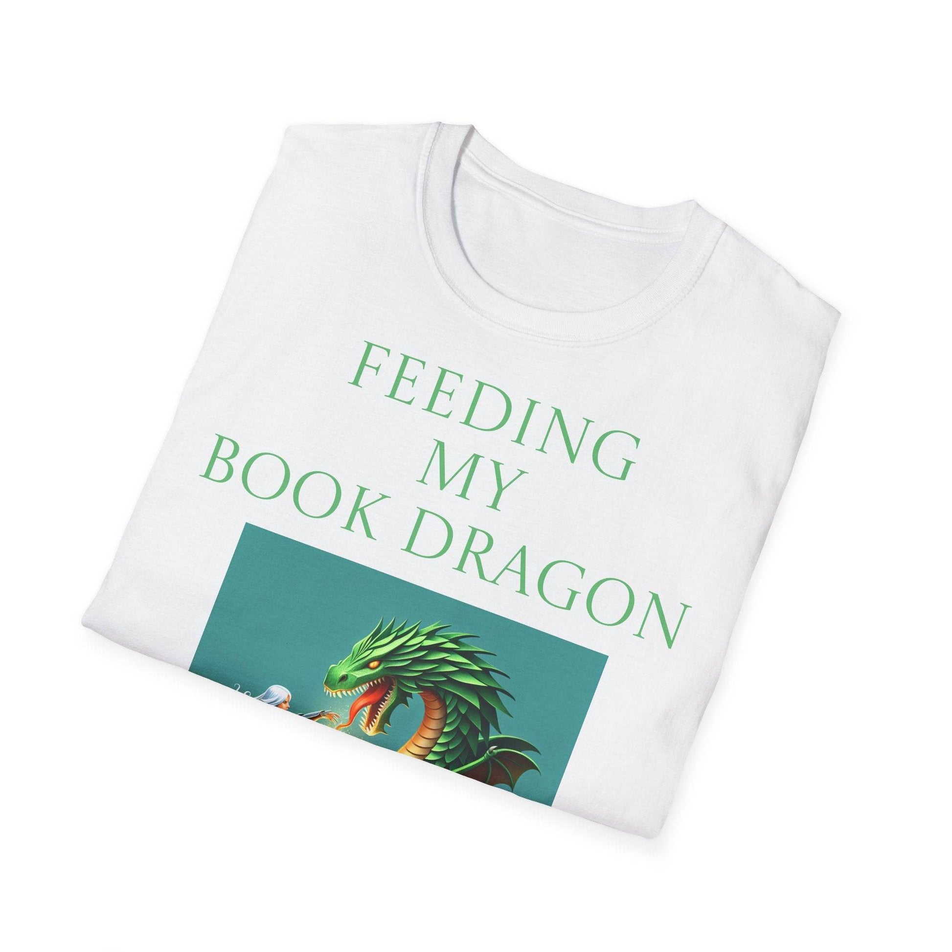 Inspirational Unisex Softstyle T-Shirt - 'Book Dragon' Motivational Design - The Dreamer's Bookshop.